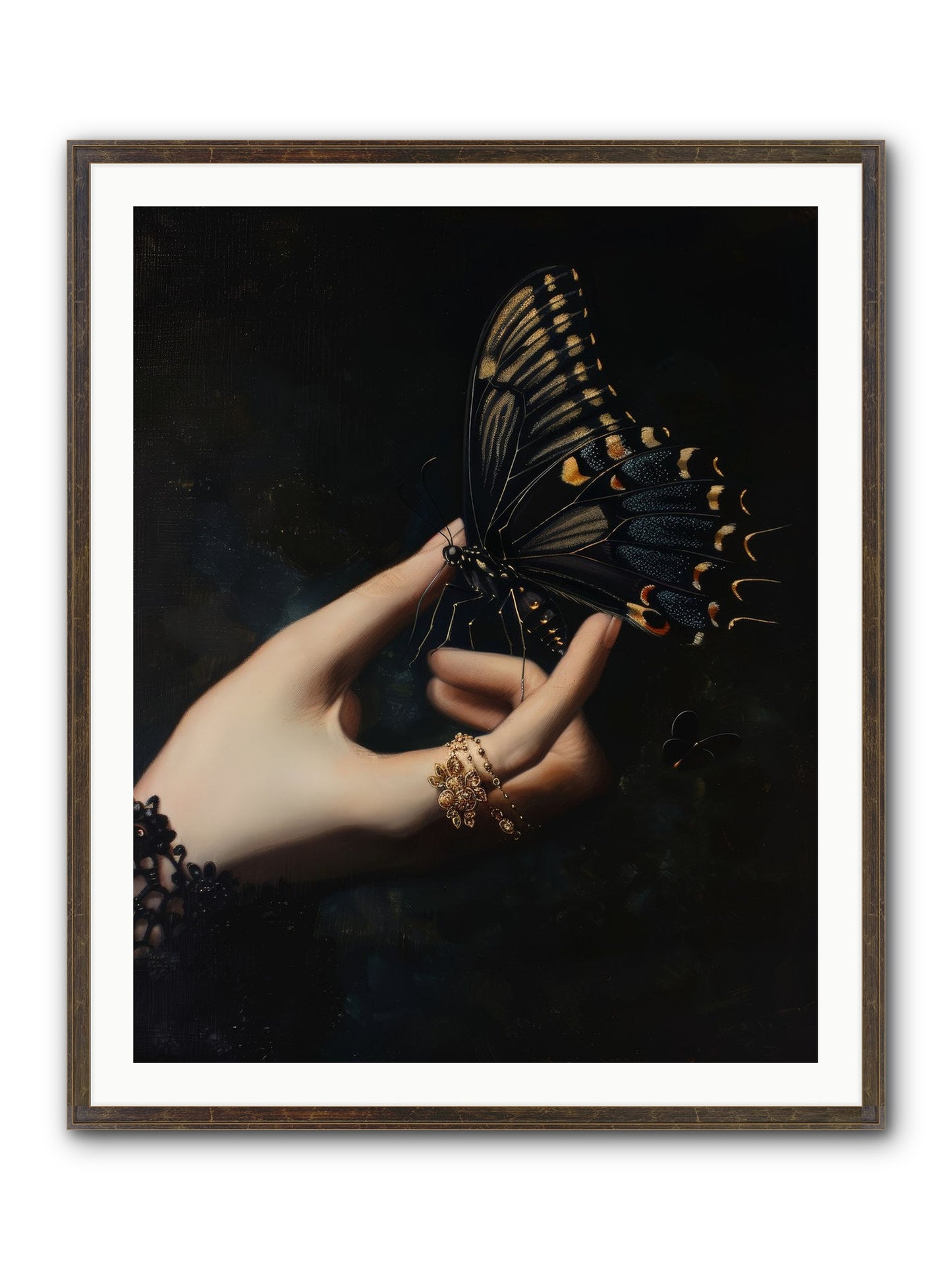 Poe's Midnight Framed Print - Slimwoods Black/Gold 32x40