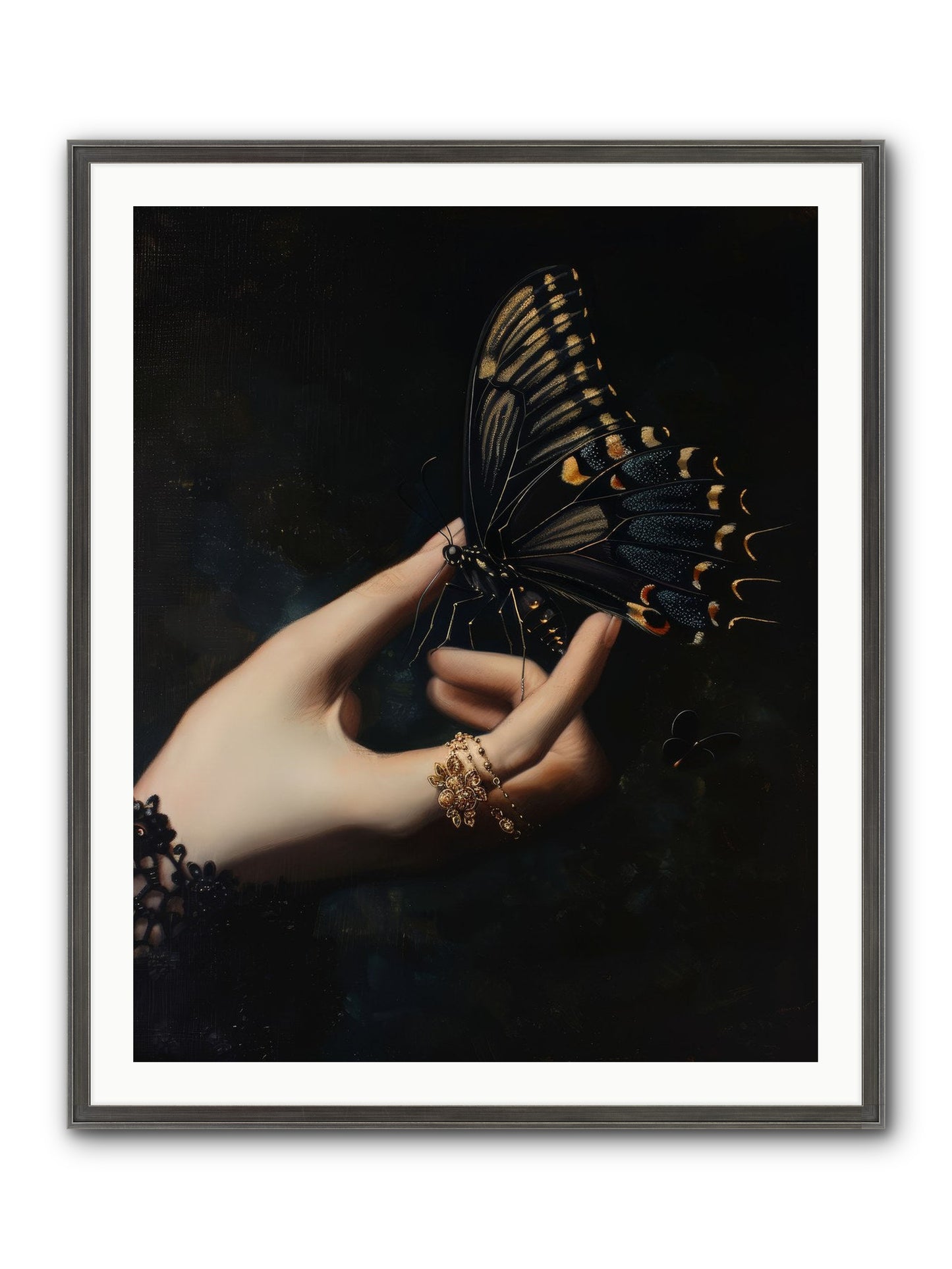 Poe's Midnight Framed Print - Slimwoods Black/Silver 32x40