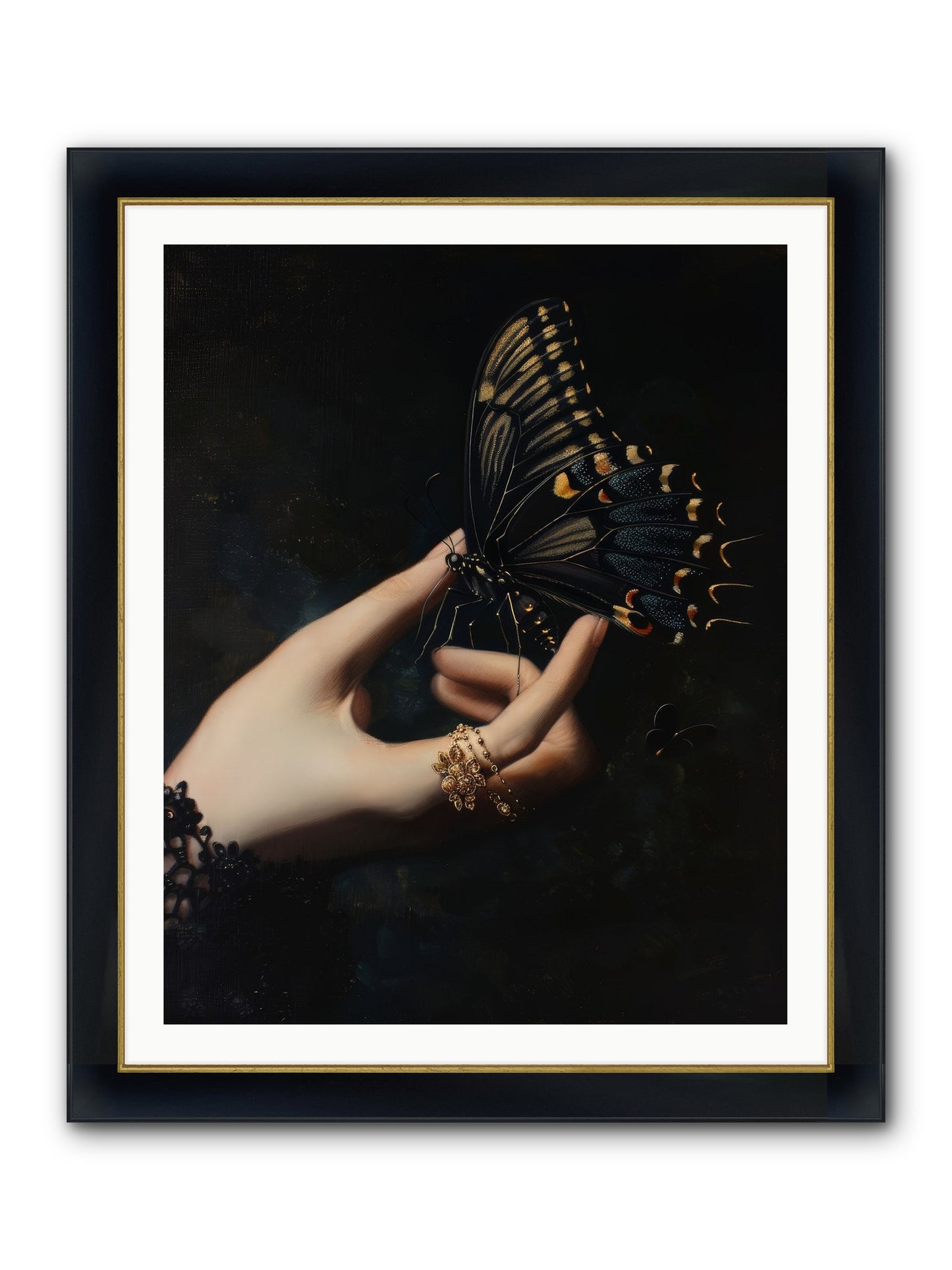 Poe's Midnight Framed Print - Wide Black w/Gold 32x40