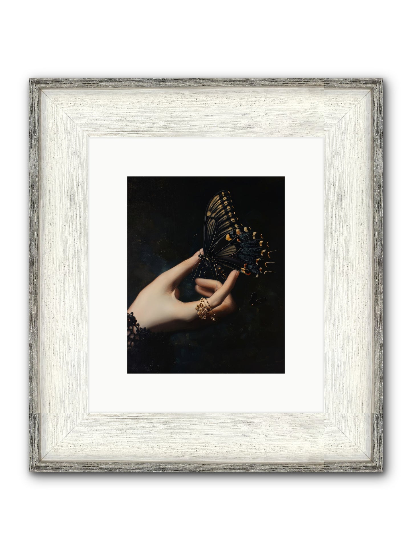 Poe's Midnight Framed Print - Driftwood White 8x10