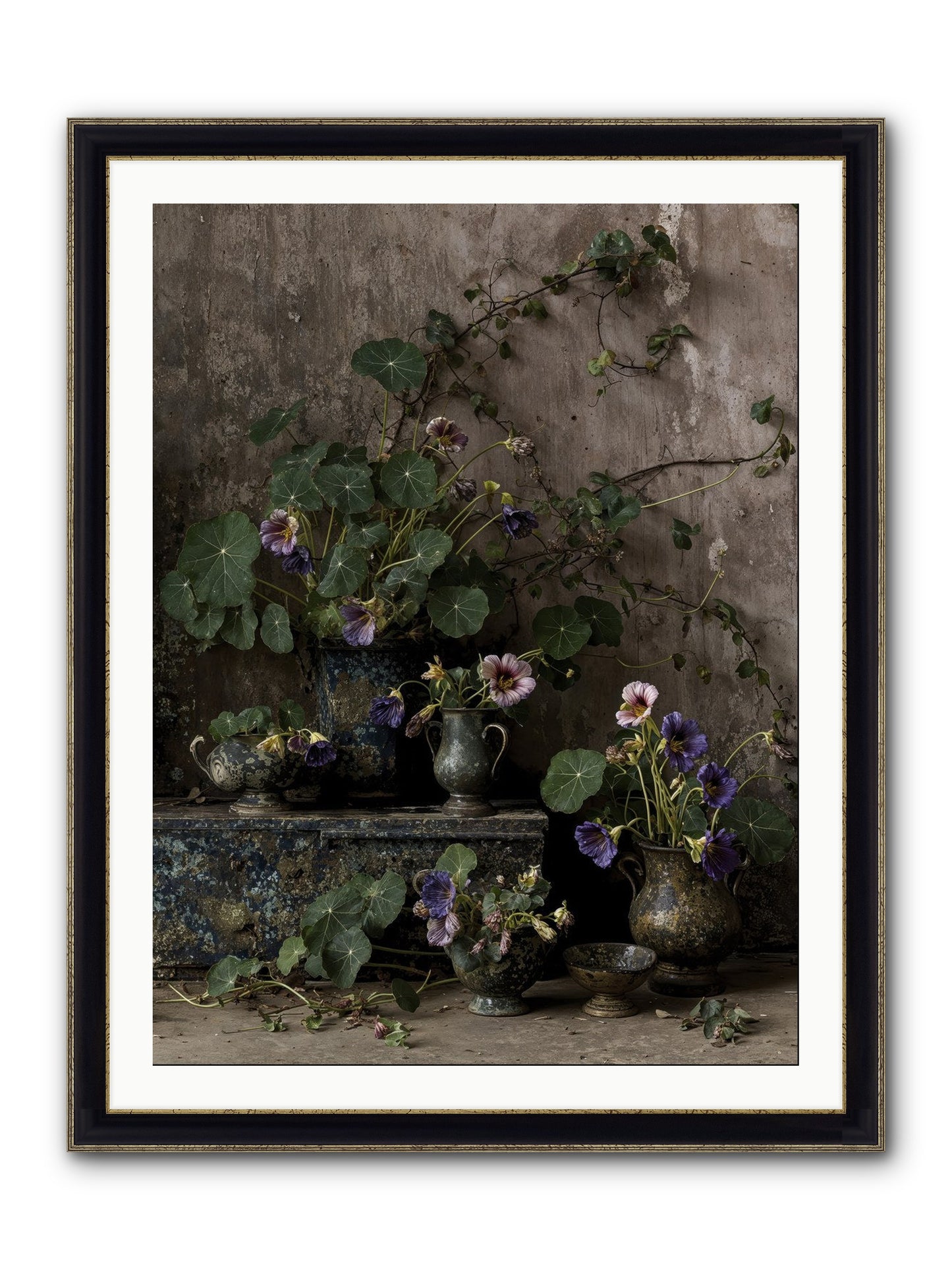 Poetry Grows Framed Print - Black & Gold 30x40