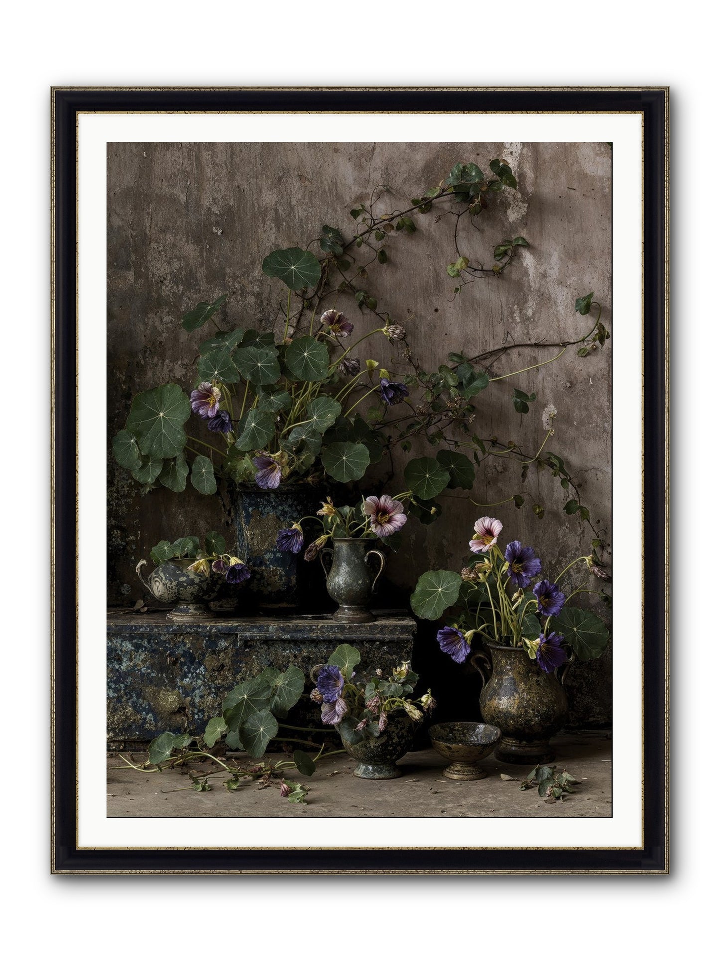 Poetry Grows Framed Print - Black & Gold 36x48
