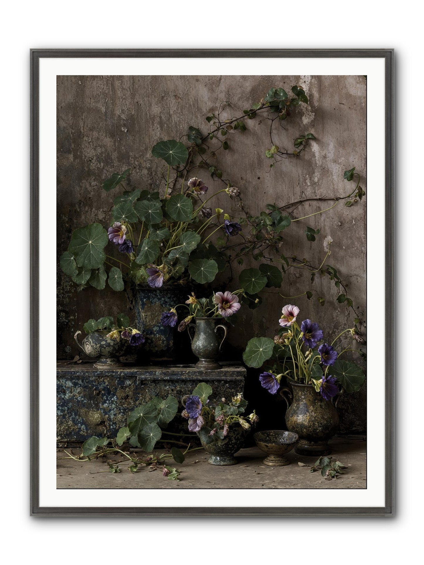 Poetry Grows Framed Print - Slimwoods Black/Silver 36x48