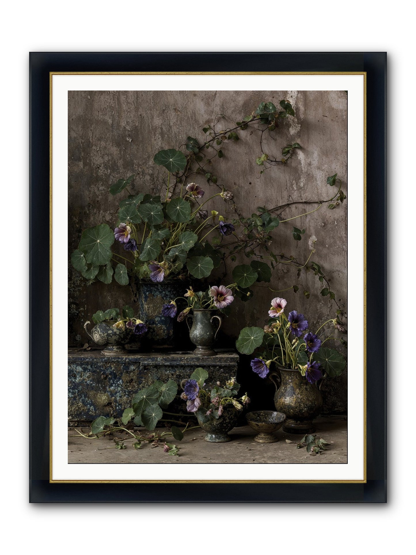 Poetry Grows Framed Print - Wide Black w/Gold 36x48