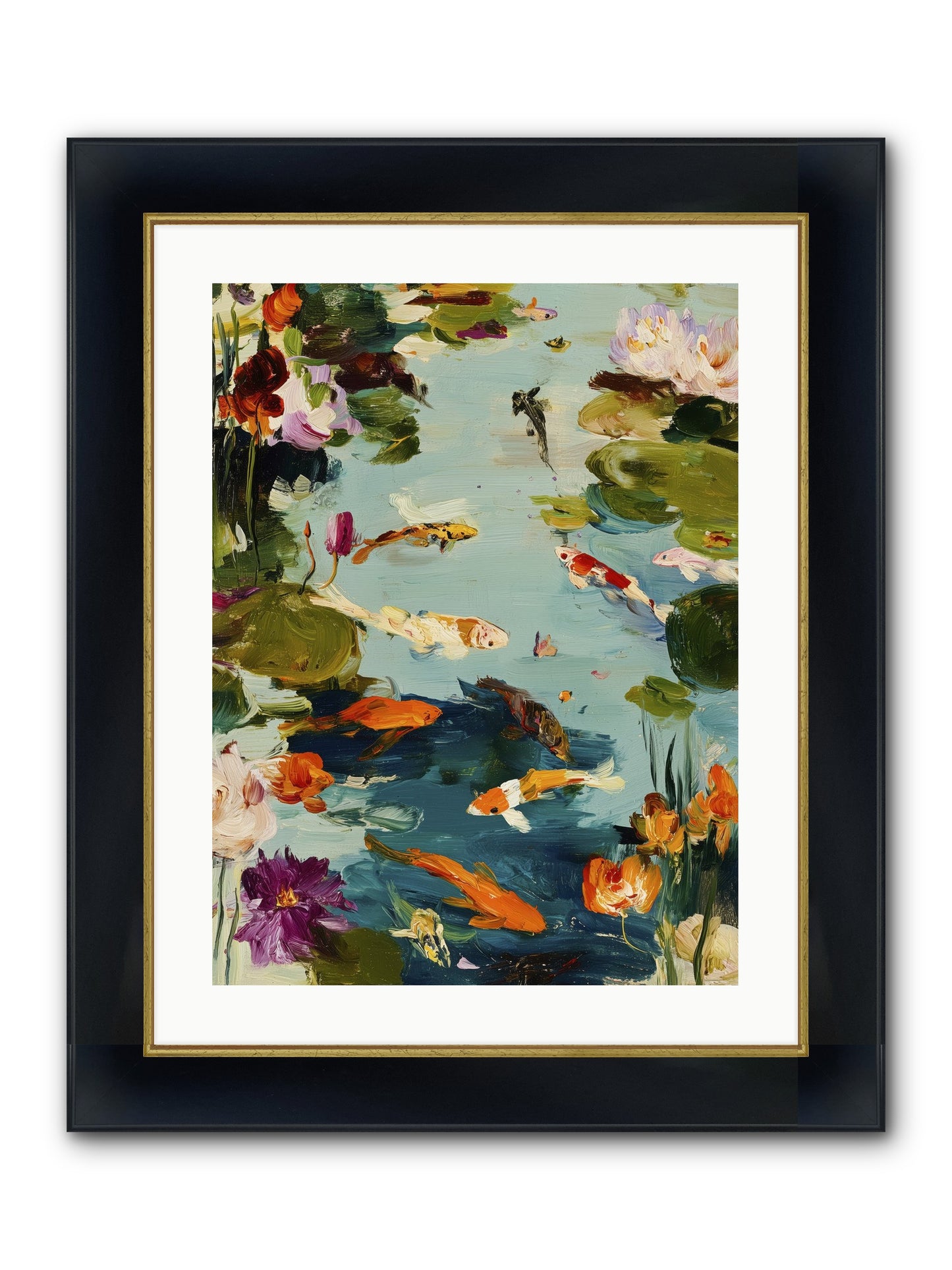 Poetry Written In Water Framed Print - Wide Black w/Gold 18x24