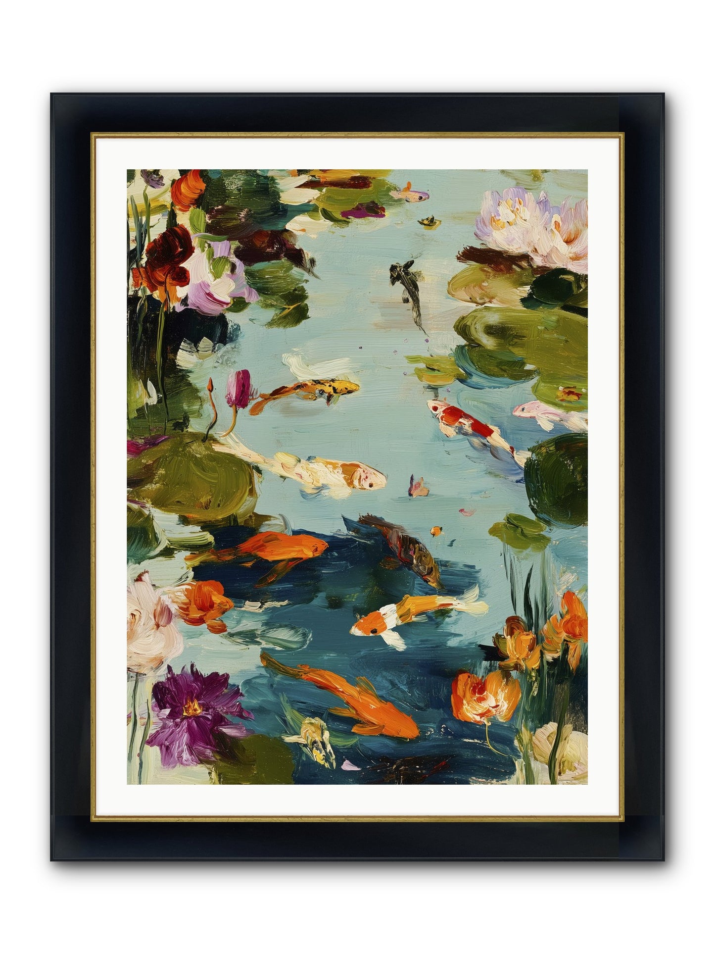 Poetry Written In Water Framed Print - Wide Black w/Gold 30x40