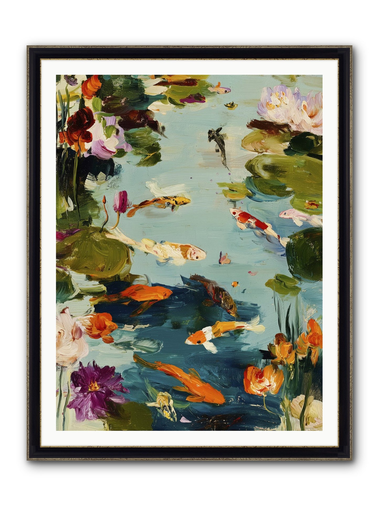 Poetry Written In Water Framed Print - Black & Gold 36x48