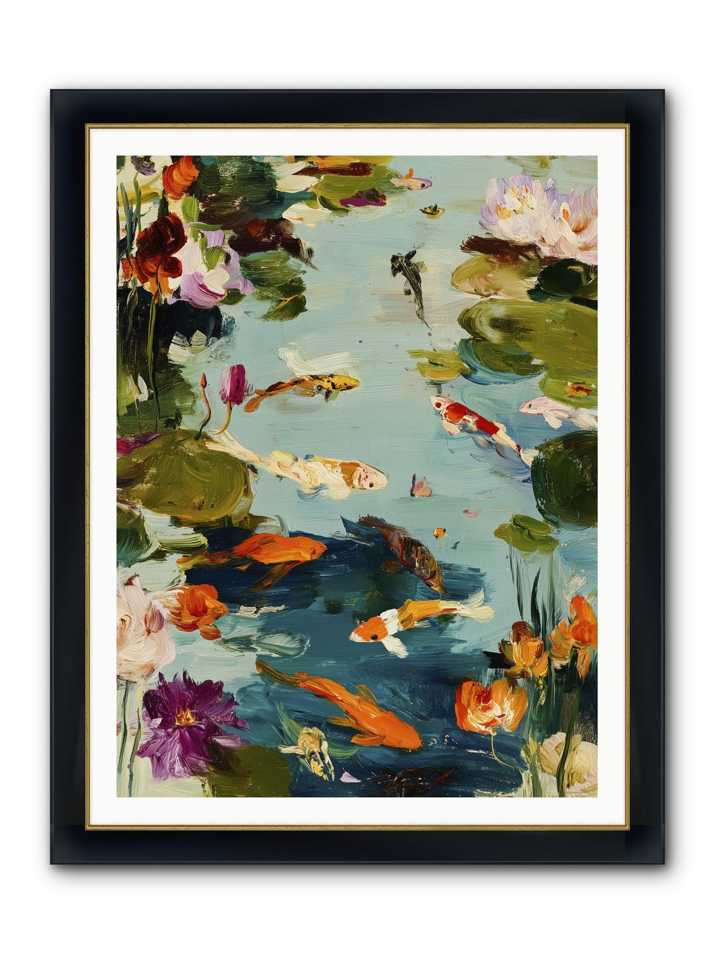 Poetry Written In Water Framed Print - Wide Black w/Gold 36x48