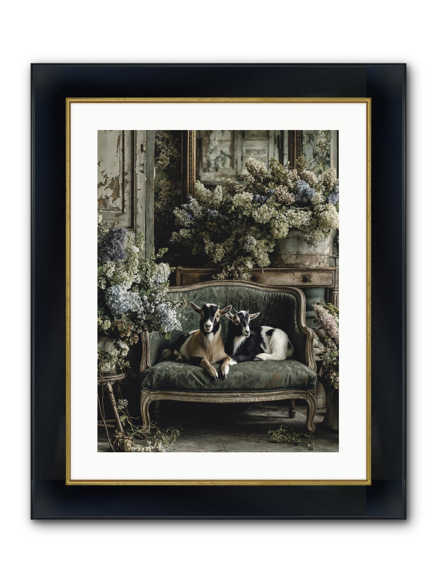 Poets Muse Framed Print - Wide Black w/Gold 18x24