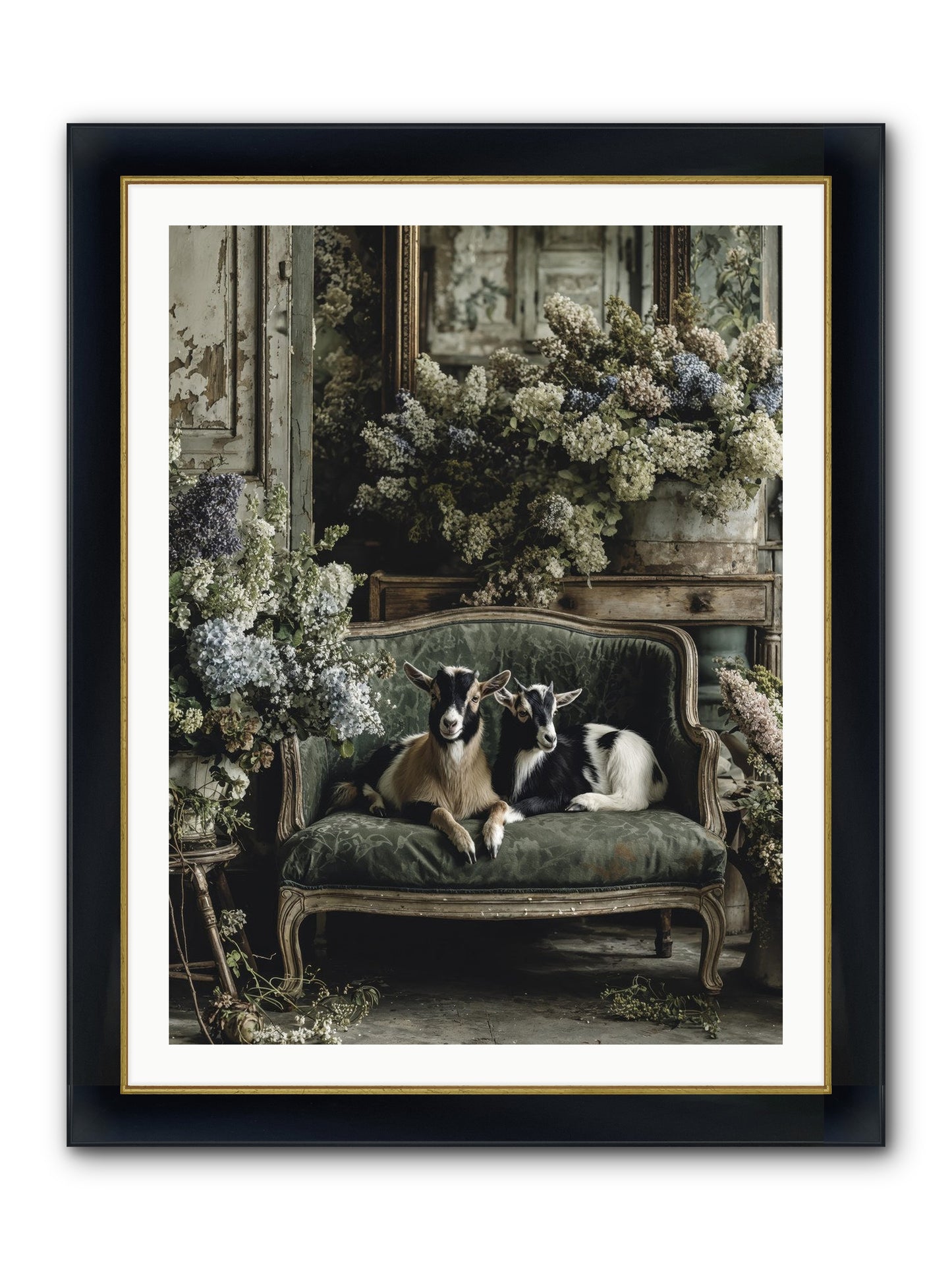 Poets Muse Framed Print - Wide Black w/Gold 30x40