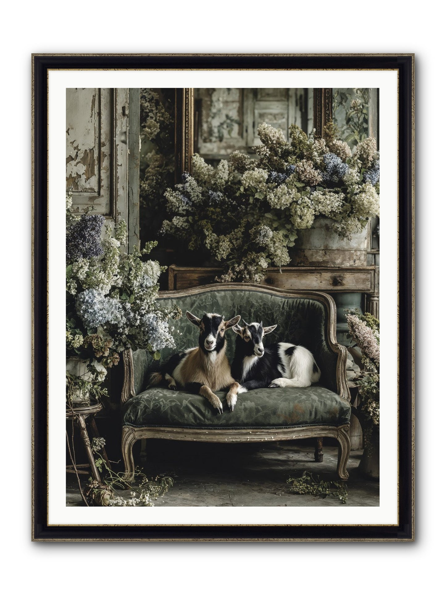 Poets Muse Framed Print - Black & Gold 36x48