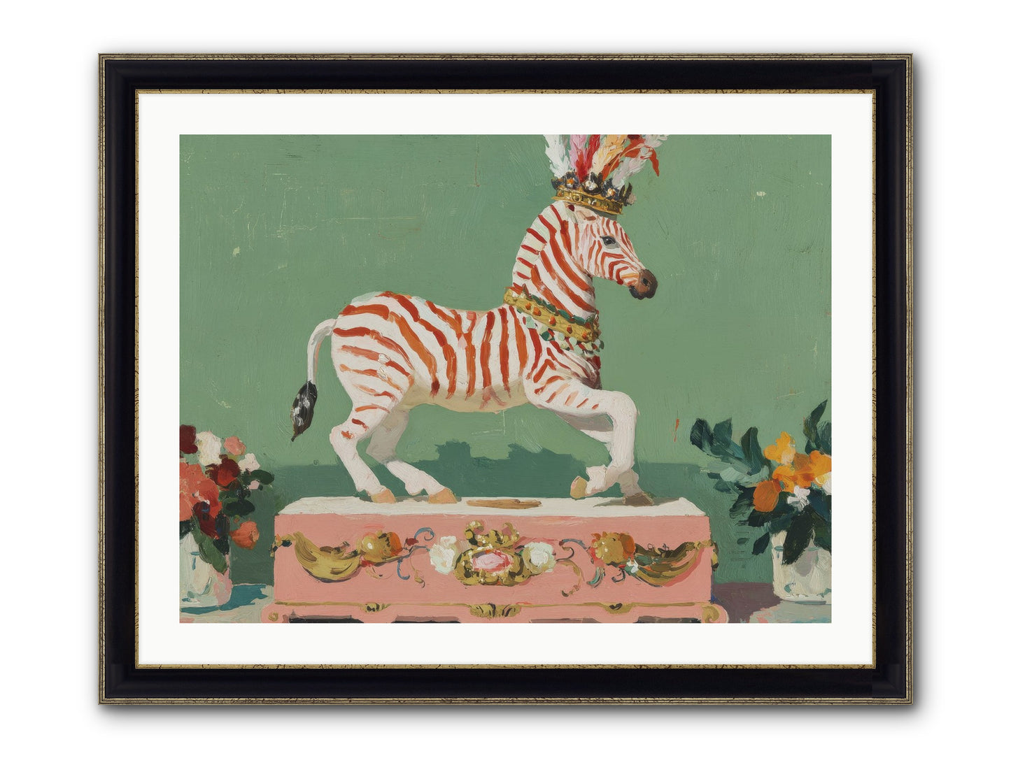 Poised In Wonder Framed Print - Black & Gold 32x24