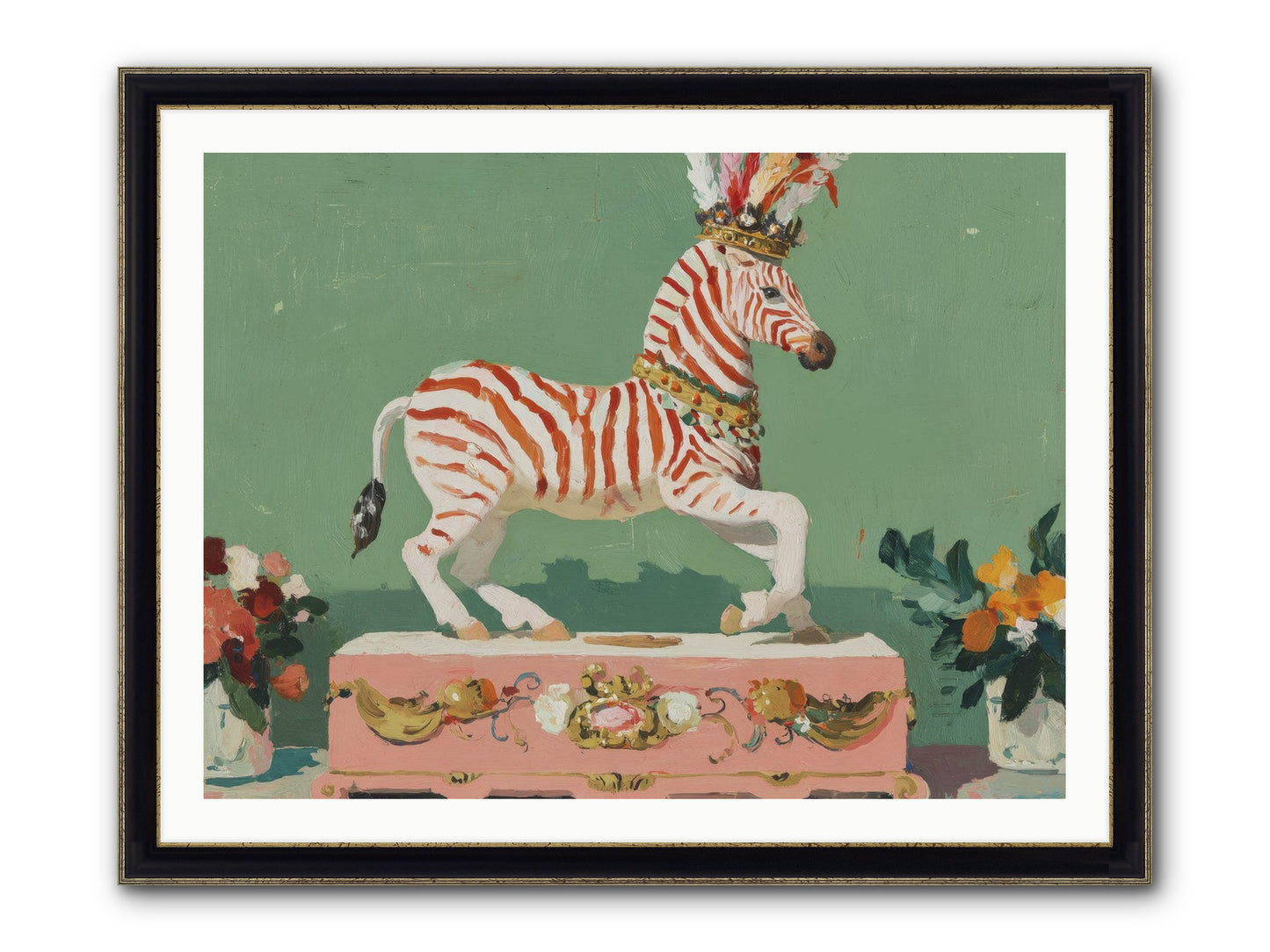 Poised In Wonder Framed Print - Black & Gold 40x30