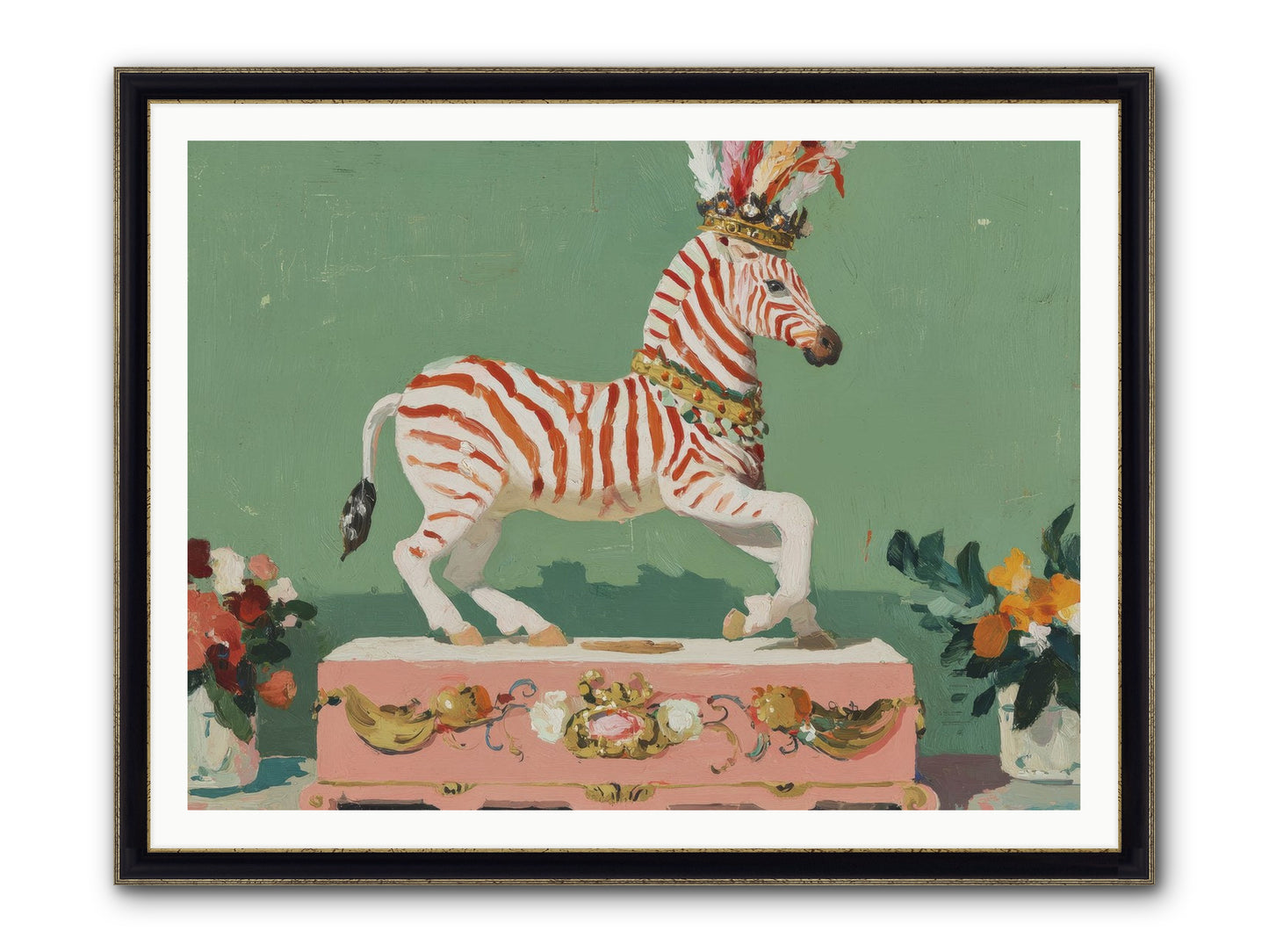 Poised In Wonder Framed Print - Black & Gold 48x36