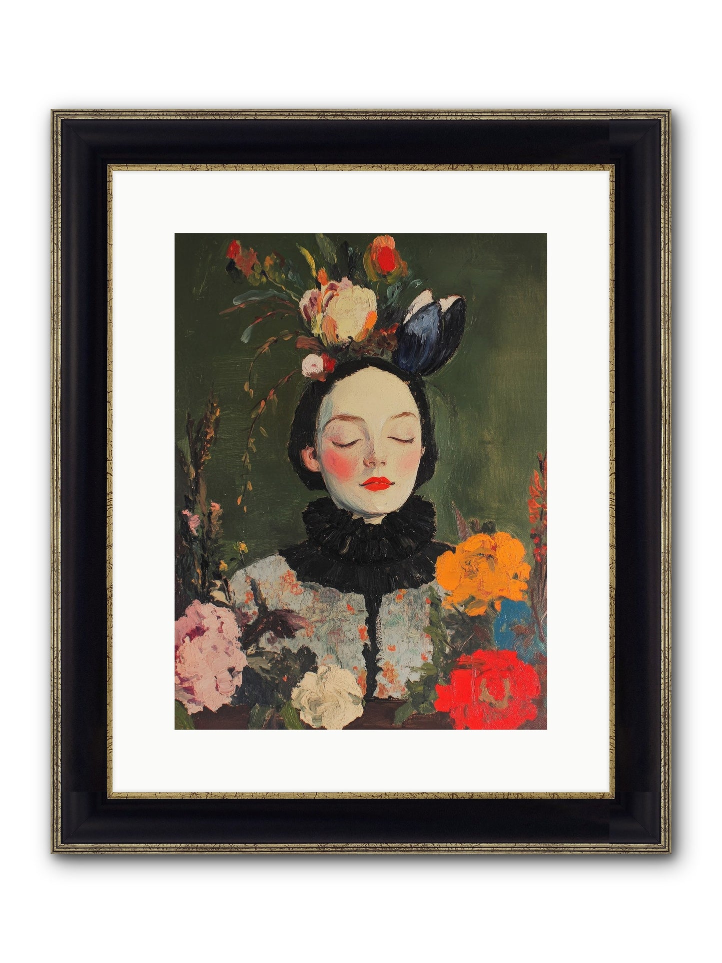 Poppy Falcon Grey Framed Print - Black & Gold 12x16