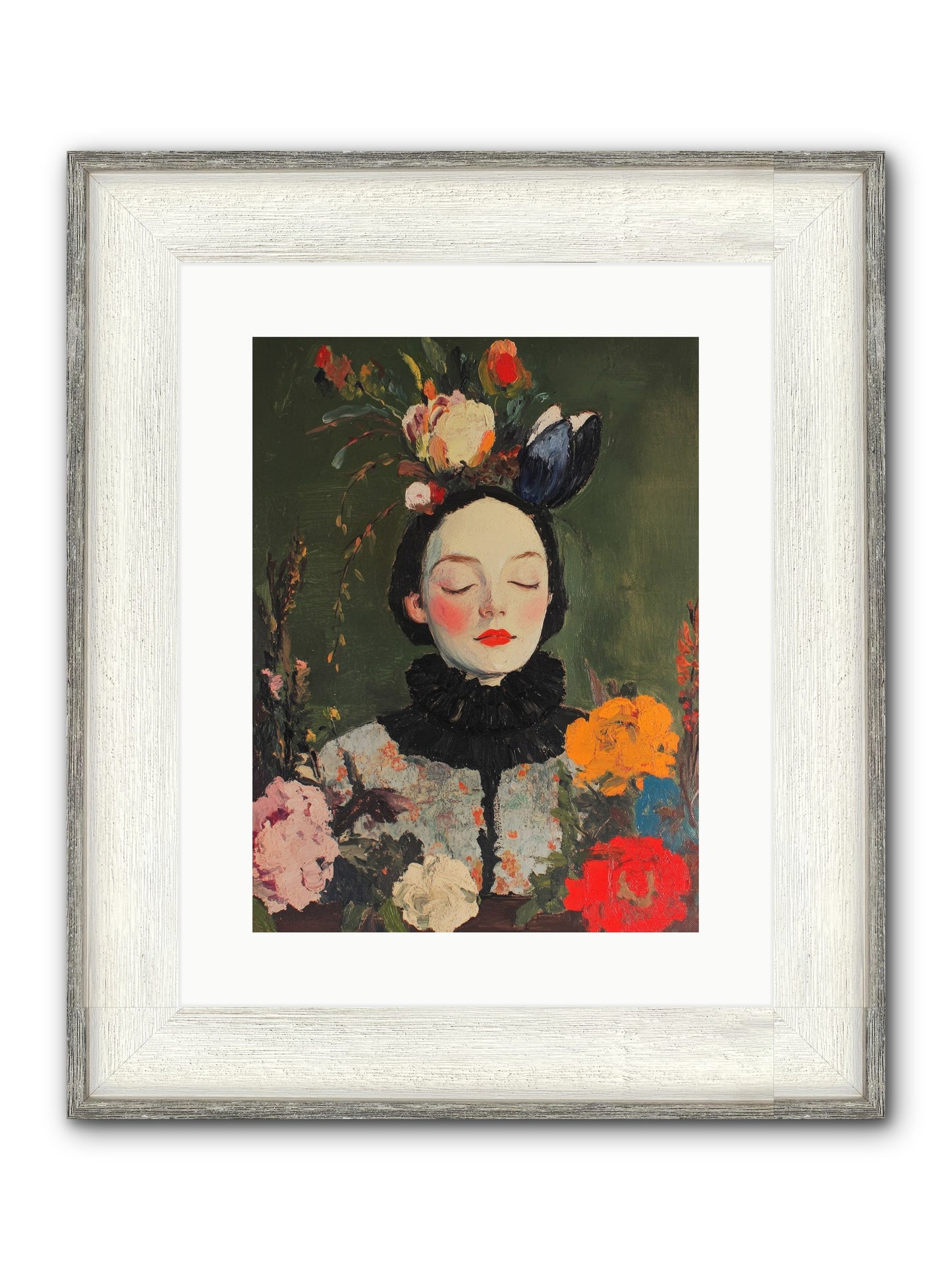 Poppy Falcon Grey Framed Print - Driftwood White 12x16