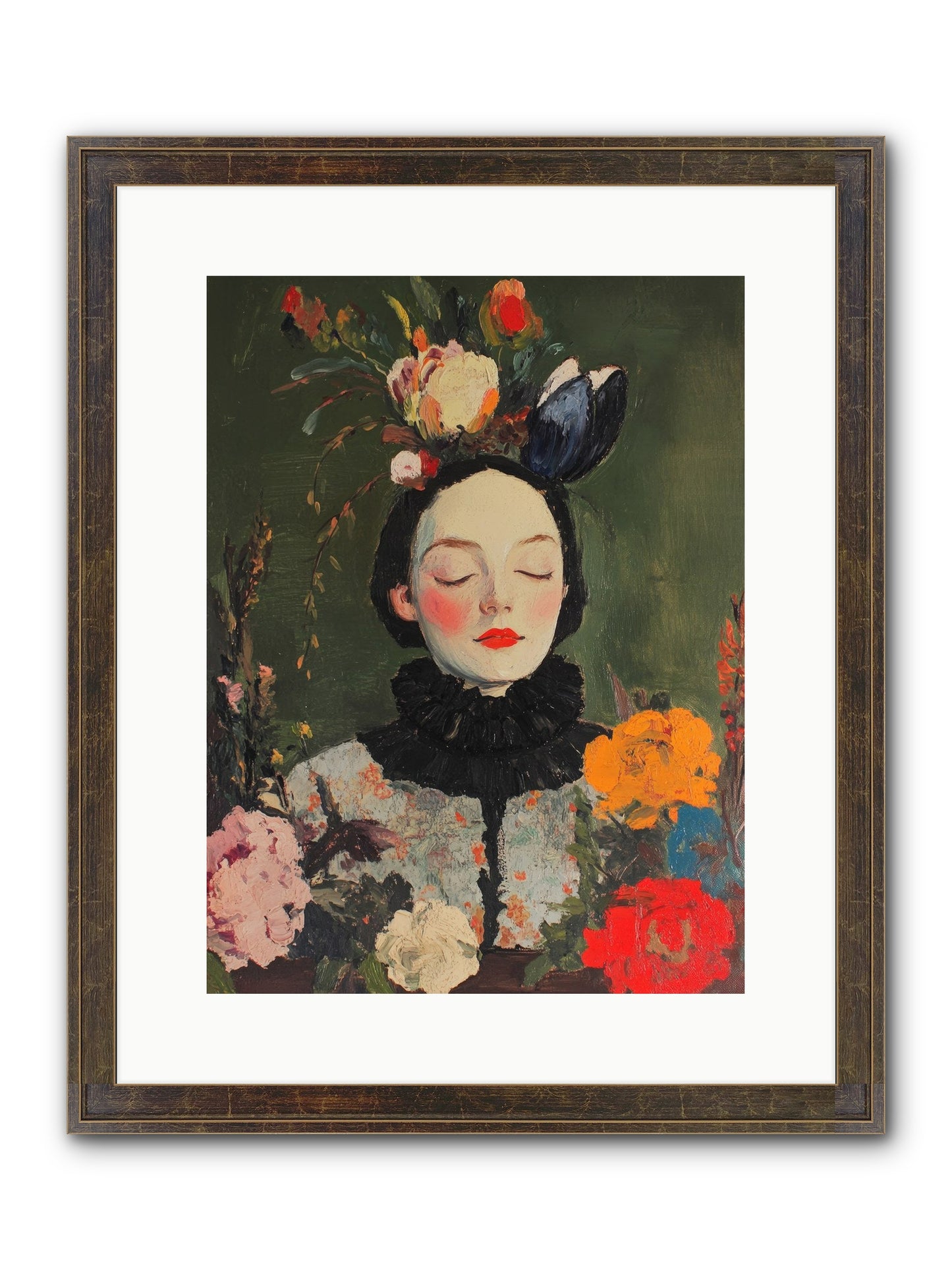 Poppy Falcon Grey Framed Print - Slimwoods Black/Gold 12x16