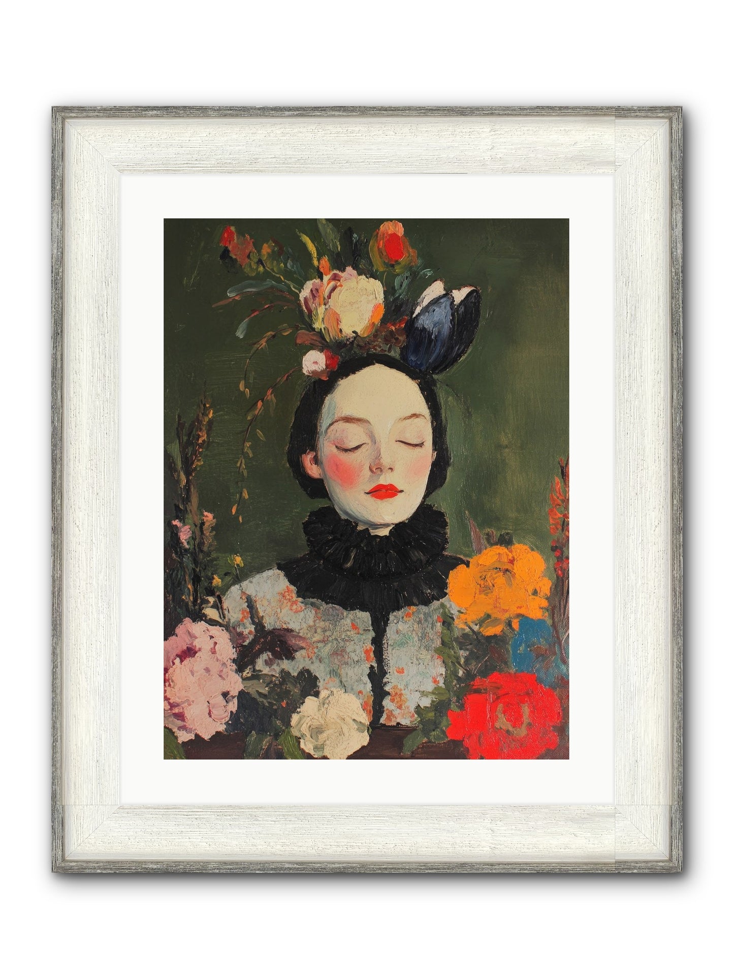 Poppy Falcon Grey Framed Print - Driftwood White 18x24