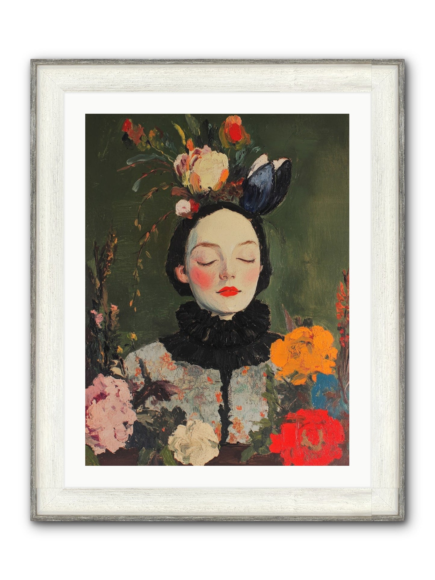 Poppy Falcon Grey Framed Print - Driftwood White 24x32