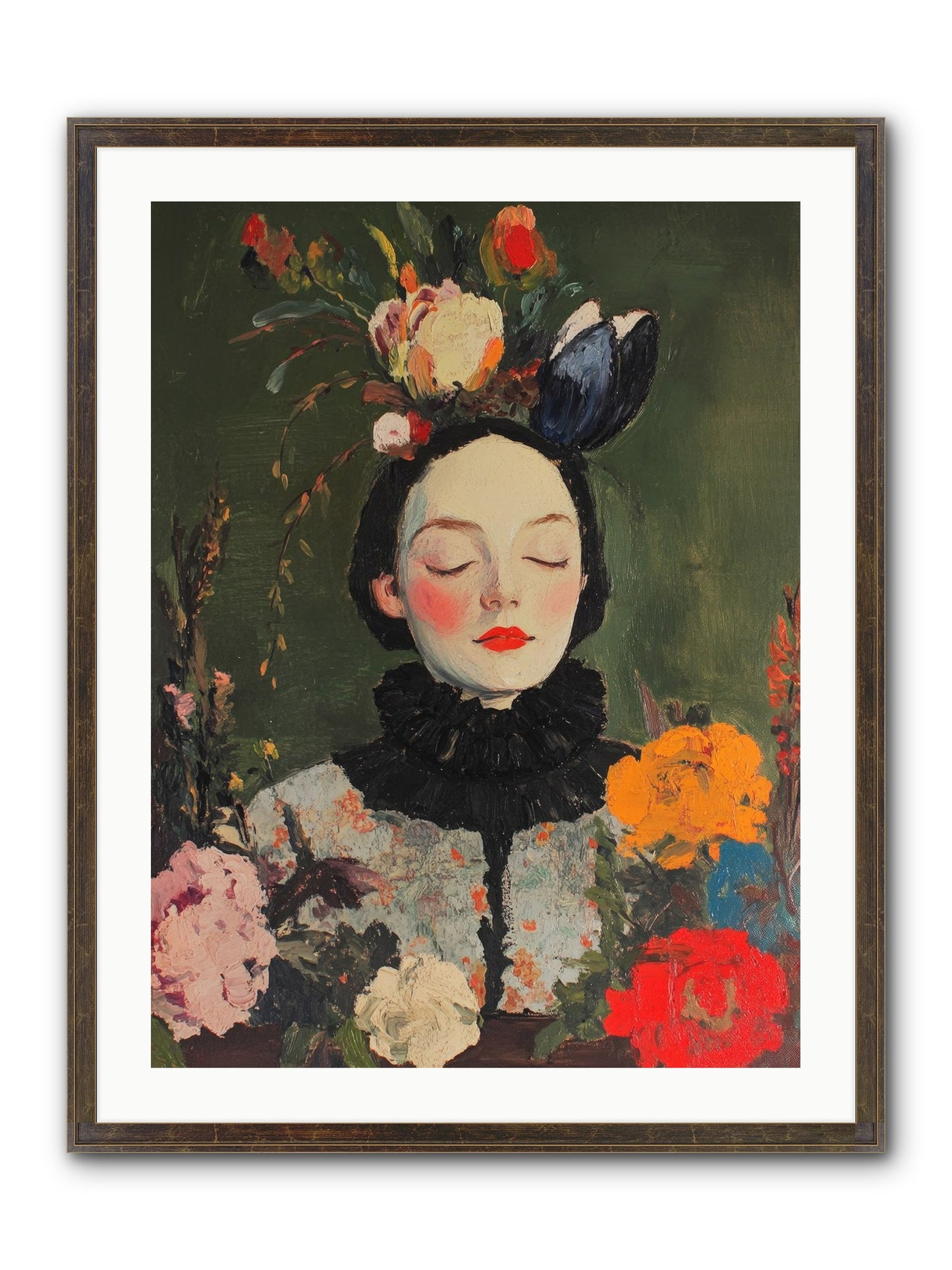Poppy Falcon Grey Framed Print - Slimwoods Black/Gold 24x32