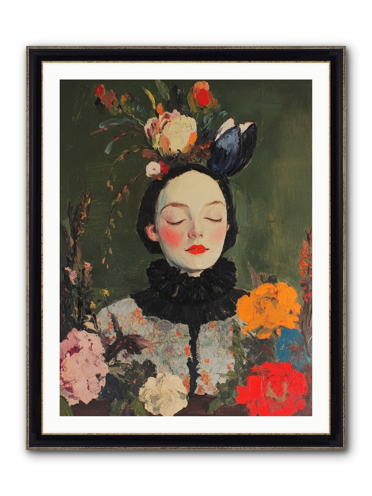 Poppy Falcon Grey Framed Print - Black & Gold 30x40
