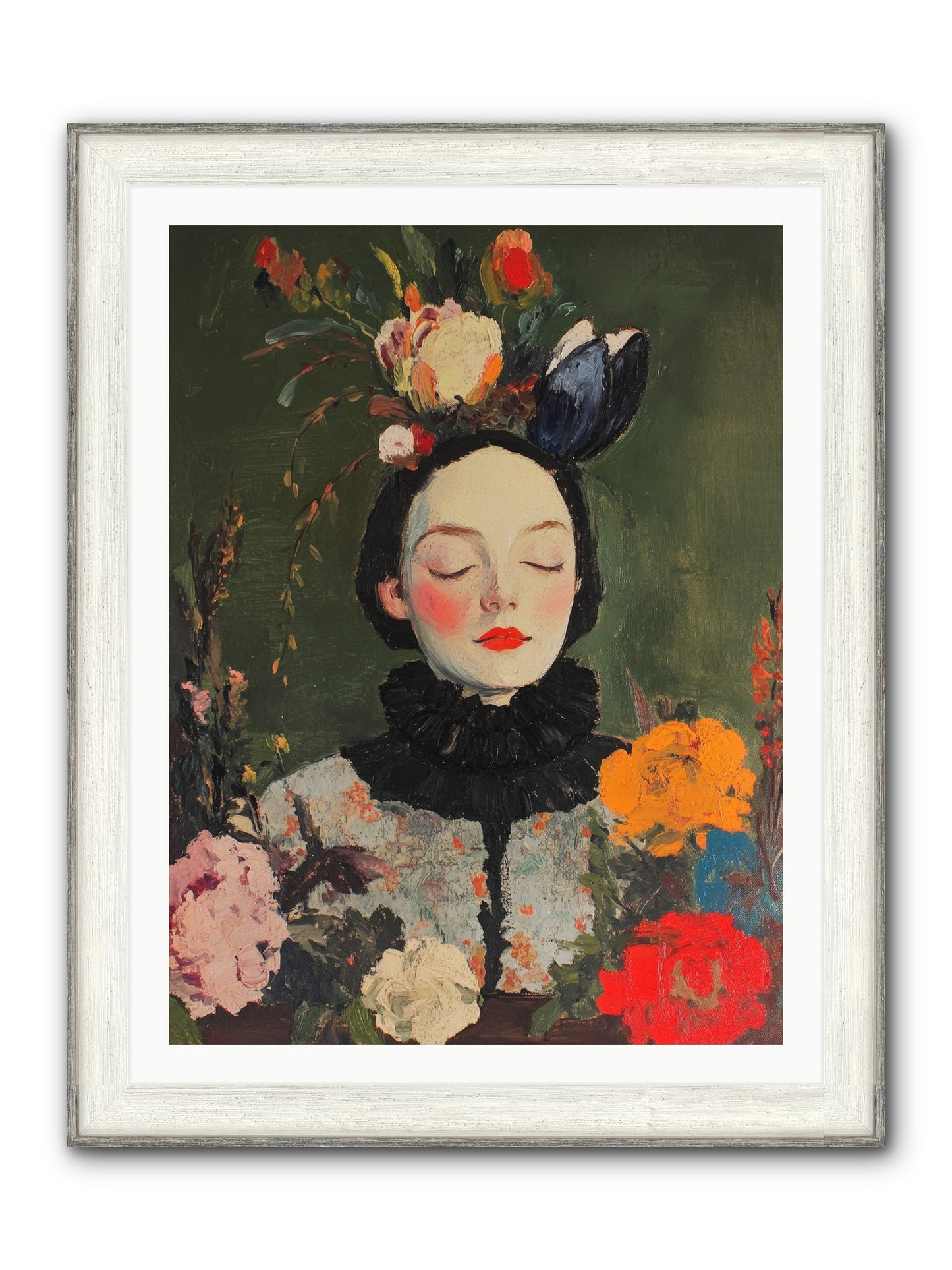 Poppy Falcon Grey Framed Print - Driftwood White 30x40