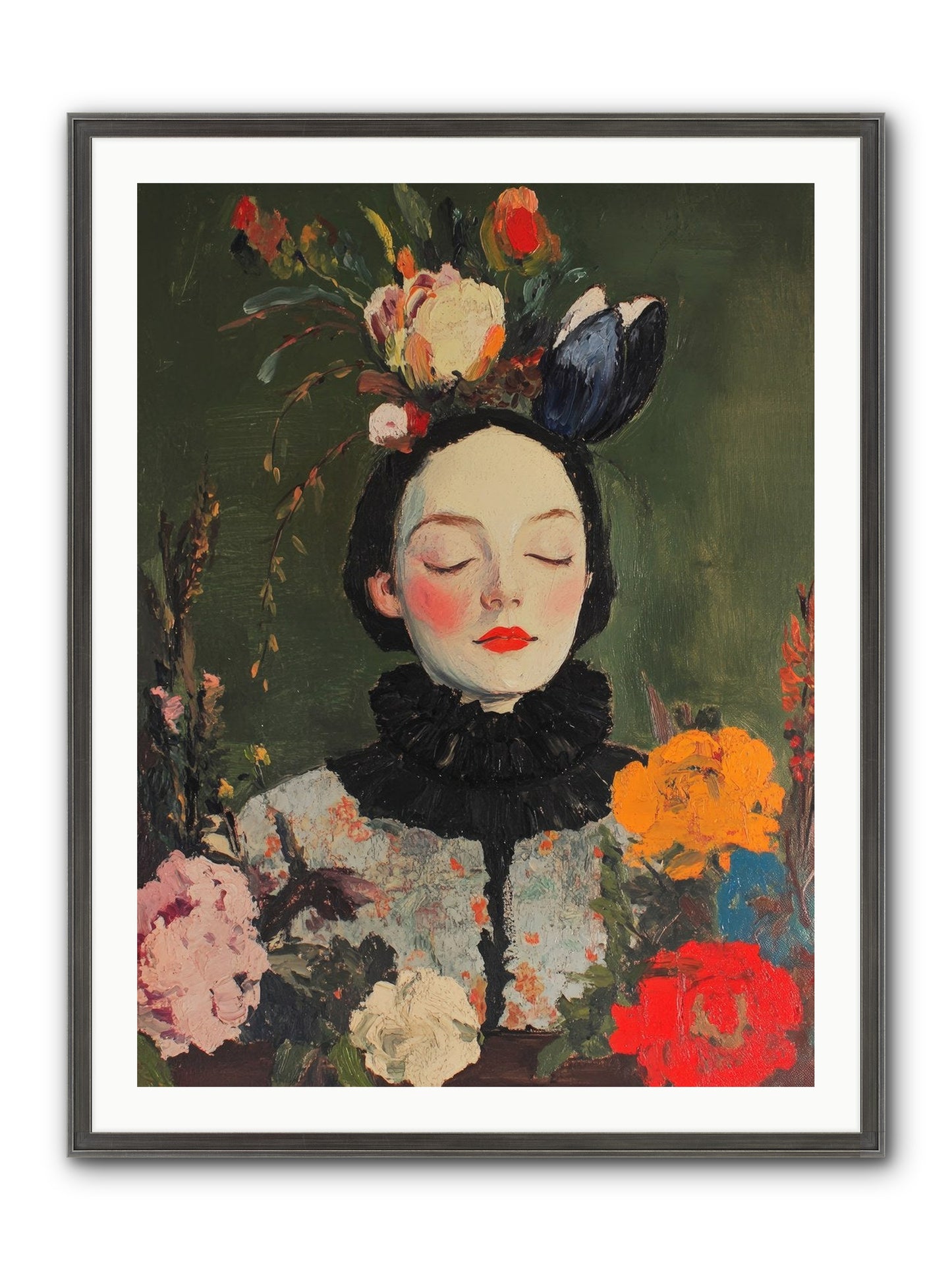Poppy Falcon Grey Framed Print - Slimwoods Black/Silver 30x40