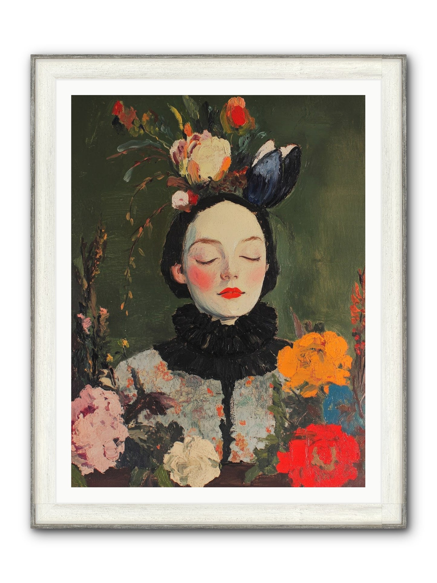 Poppy Falcon Grey Framed Print - Driftwood White 36x48