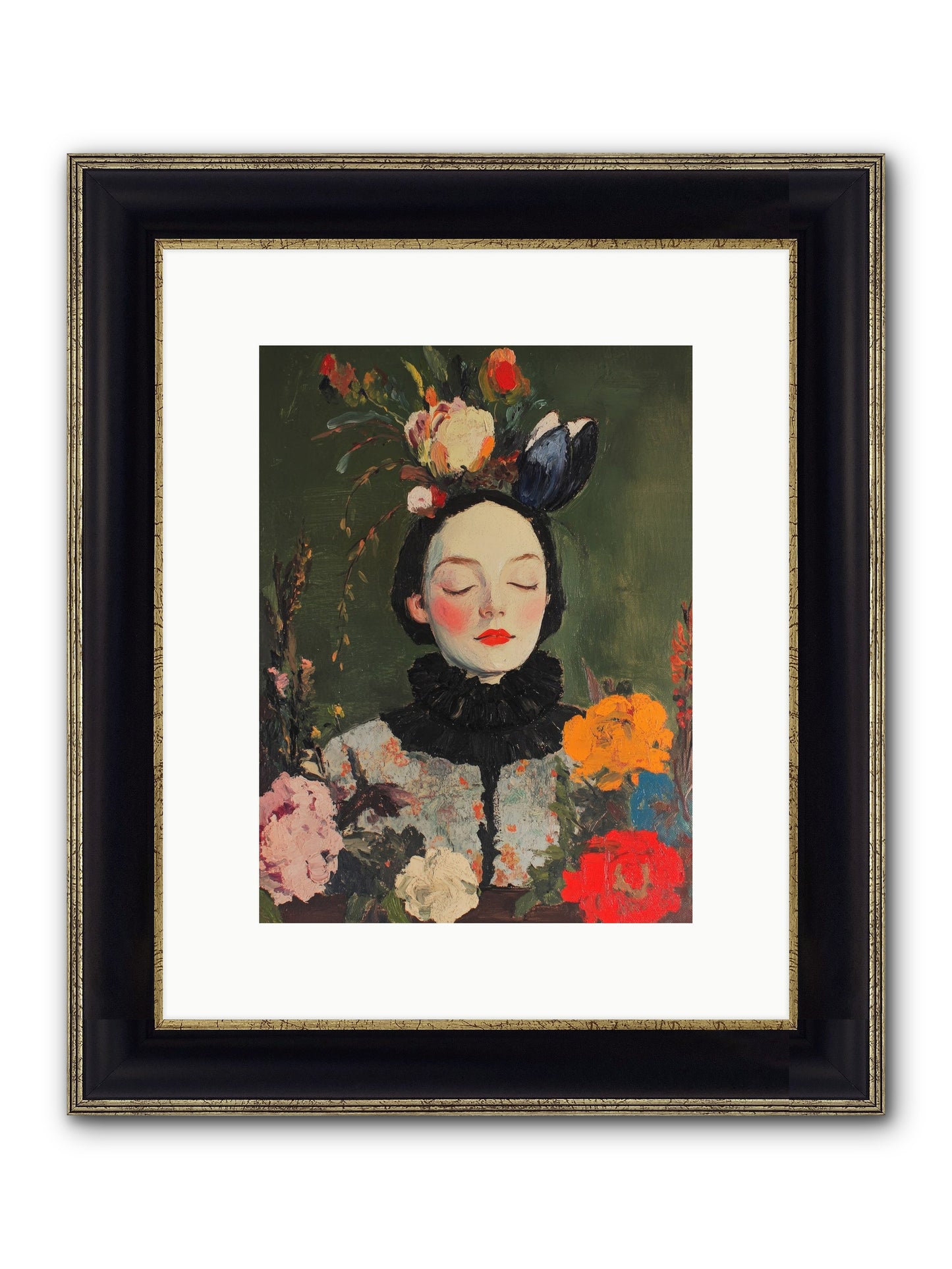 Poppy Falcon Grey Framed Print - Black & Gold 9x12