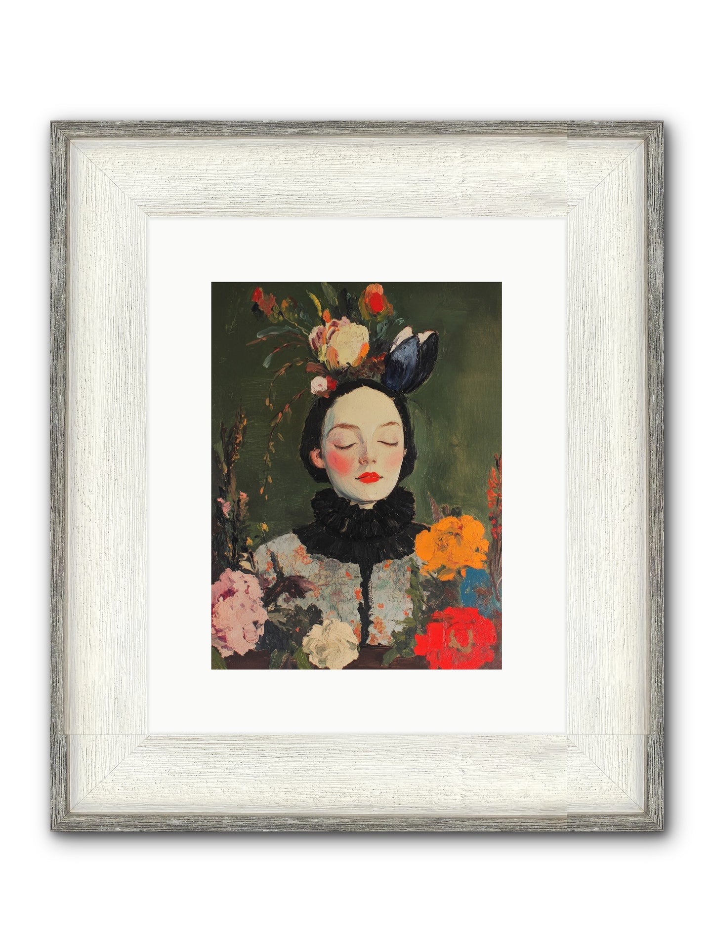 Poppy Falcon Grey Framed Print - Driftwood White 9x12