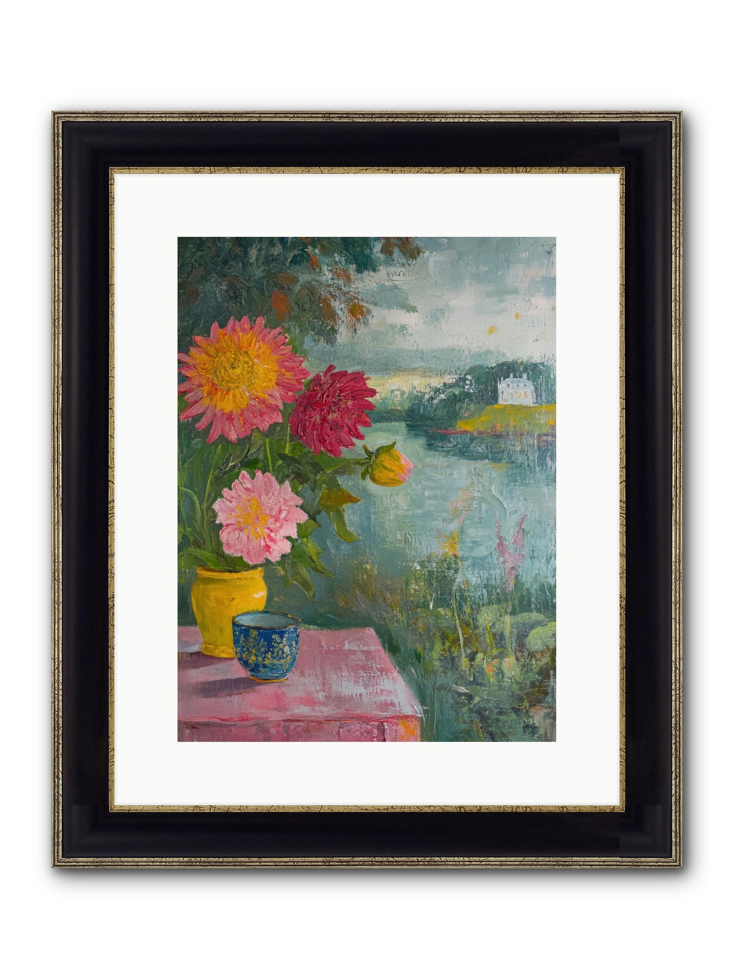 Portico Romance Framed Print - Black & Gold 12x16