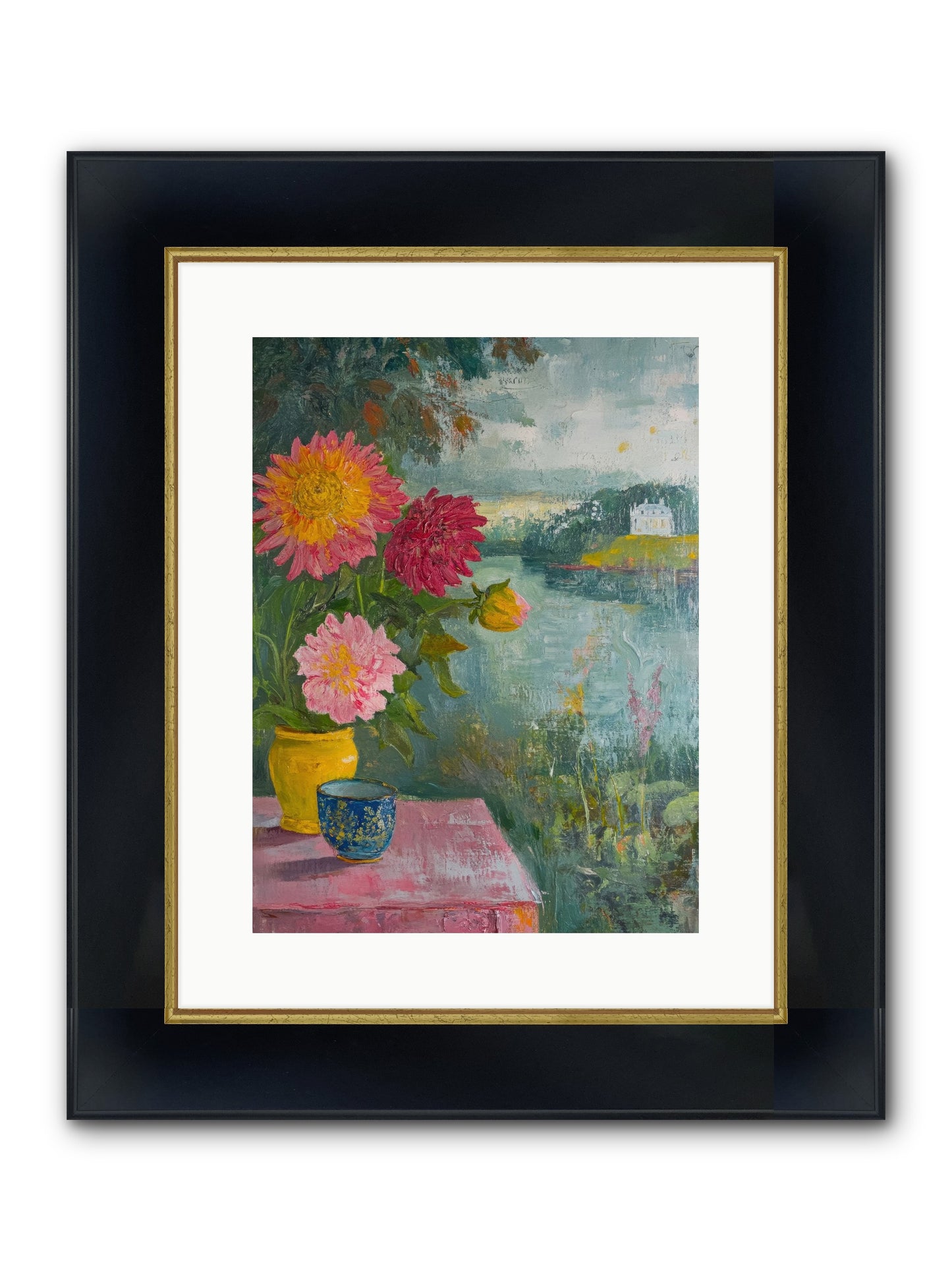 Portico Romance Framed Print - Wide Black w/Gold 12x16