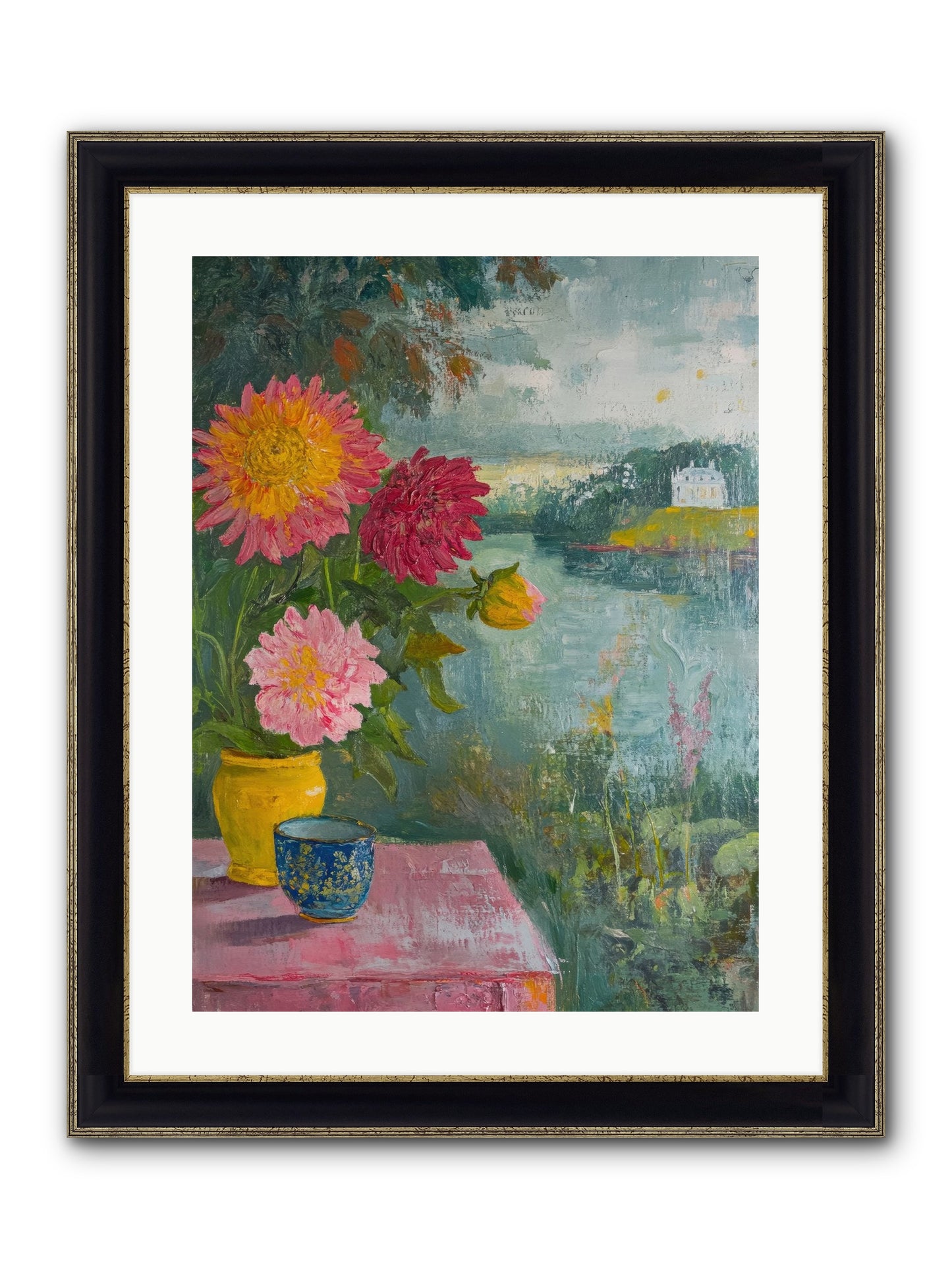 Portico Romance Framed Print - Black & Gold 18x24