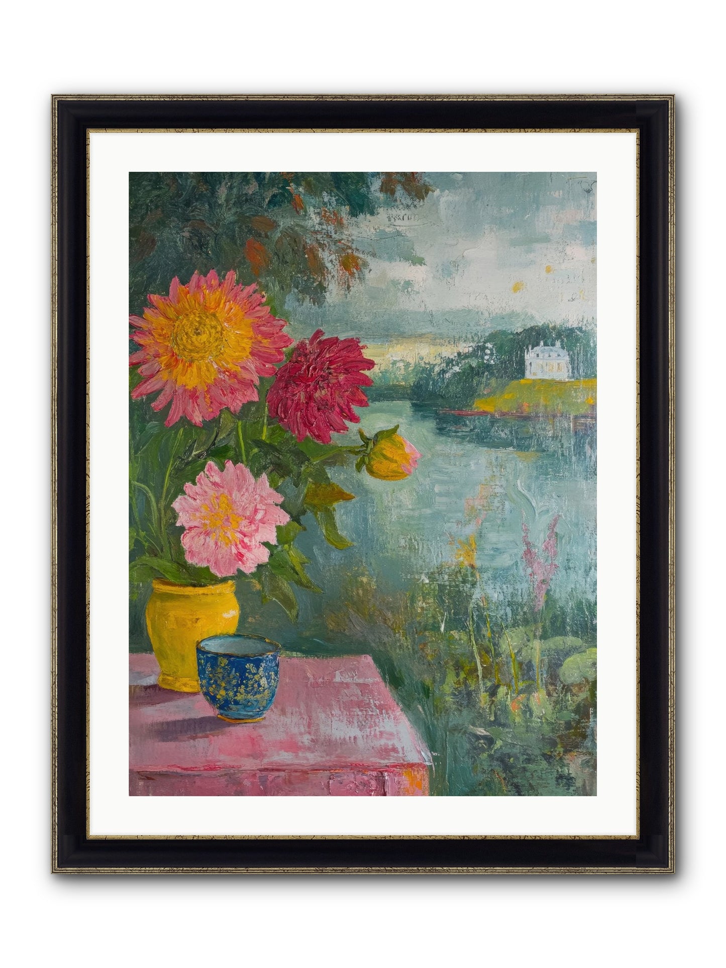 Portico Romance Framed Print - Black & Gold 24x32