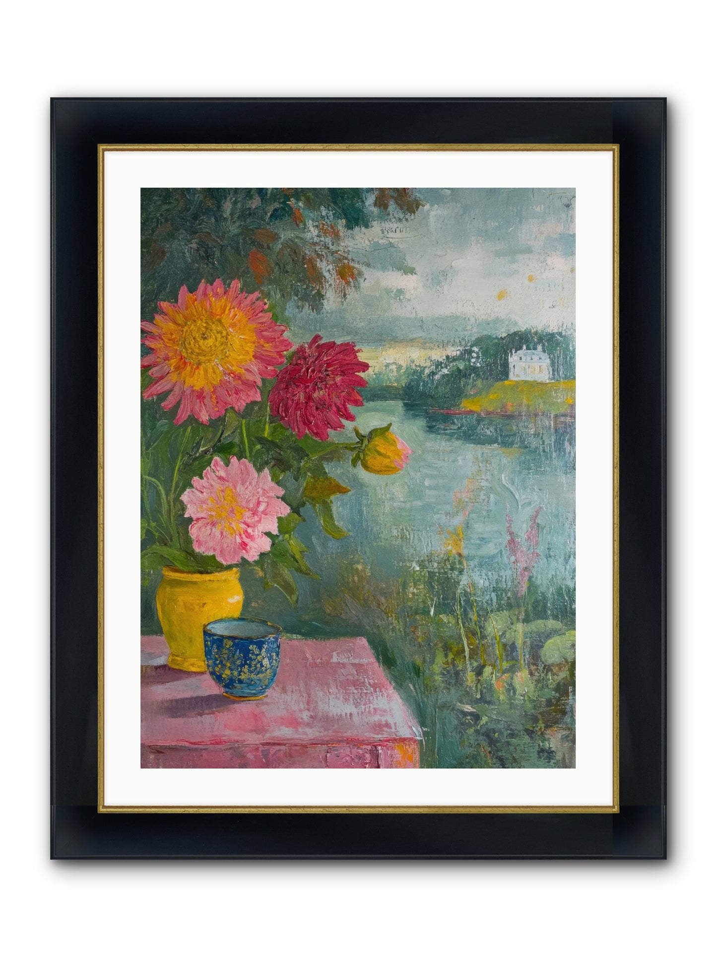 Portico Romance Framed Print - Wide Black w/Gold 24x32