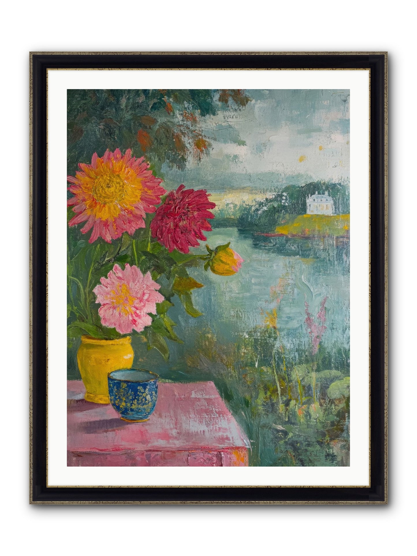 Portico Romance Framed Print - Black & Gold 30x40