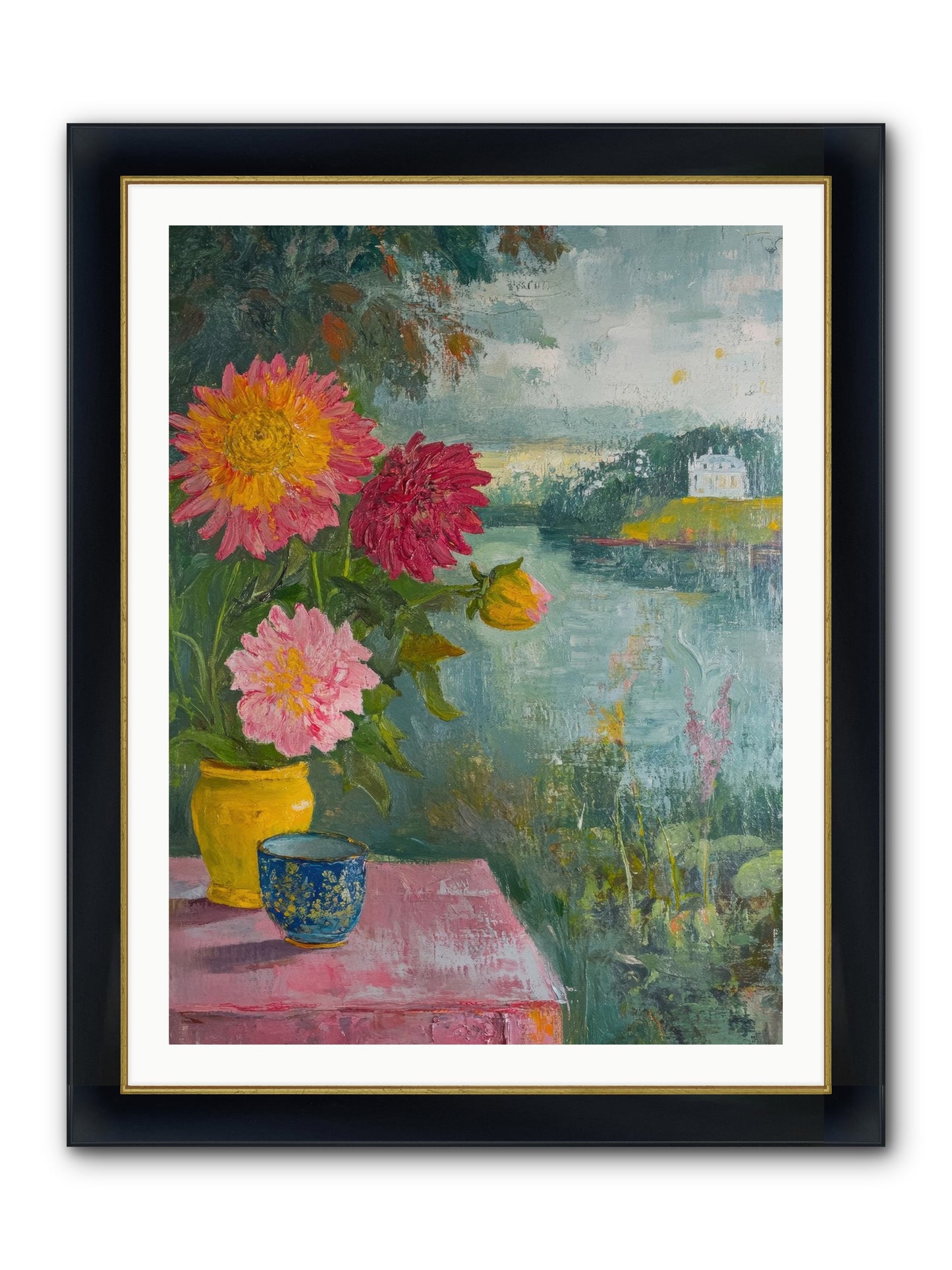Portico Romance Framed Print - Wide Black w/Gold 30x40