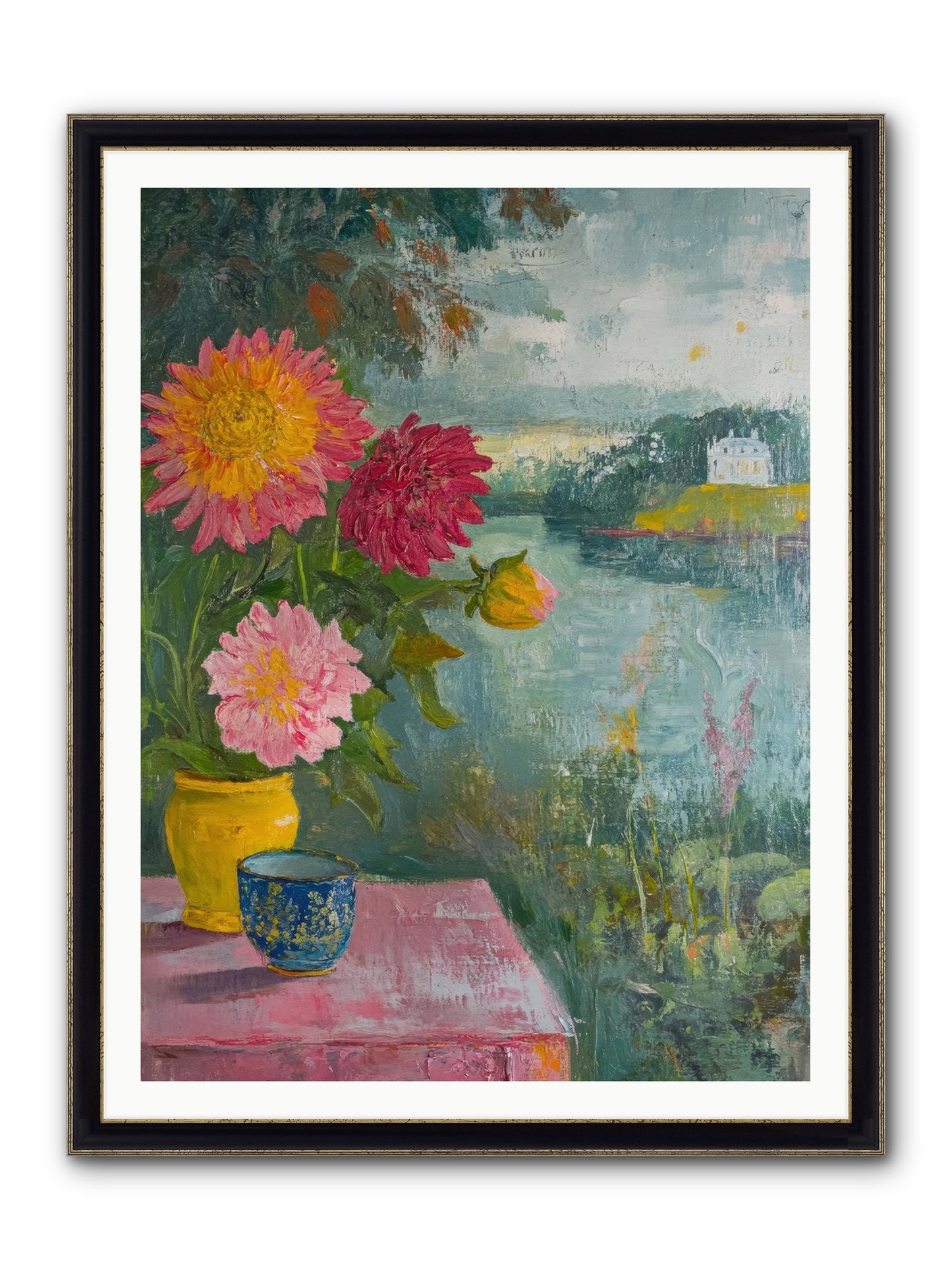 Portico Romance Framed Print - Black & Gold 36x48
