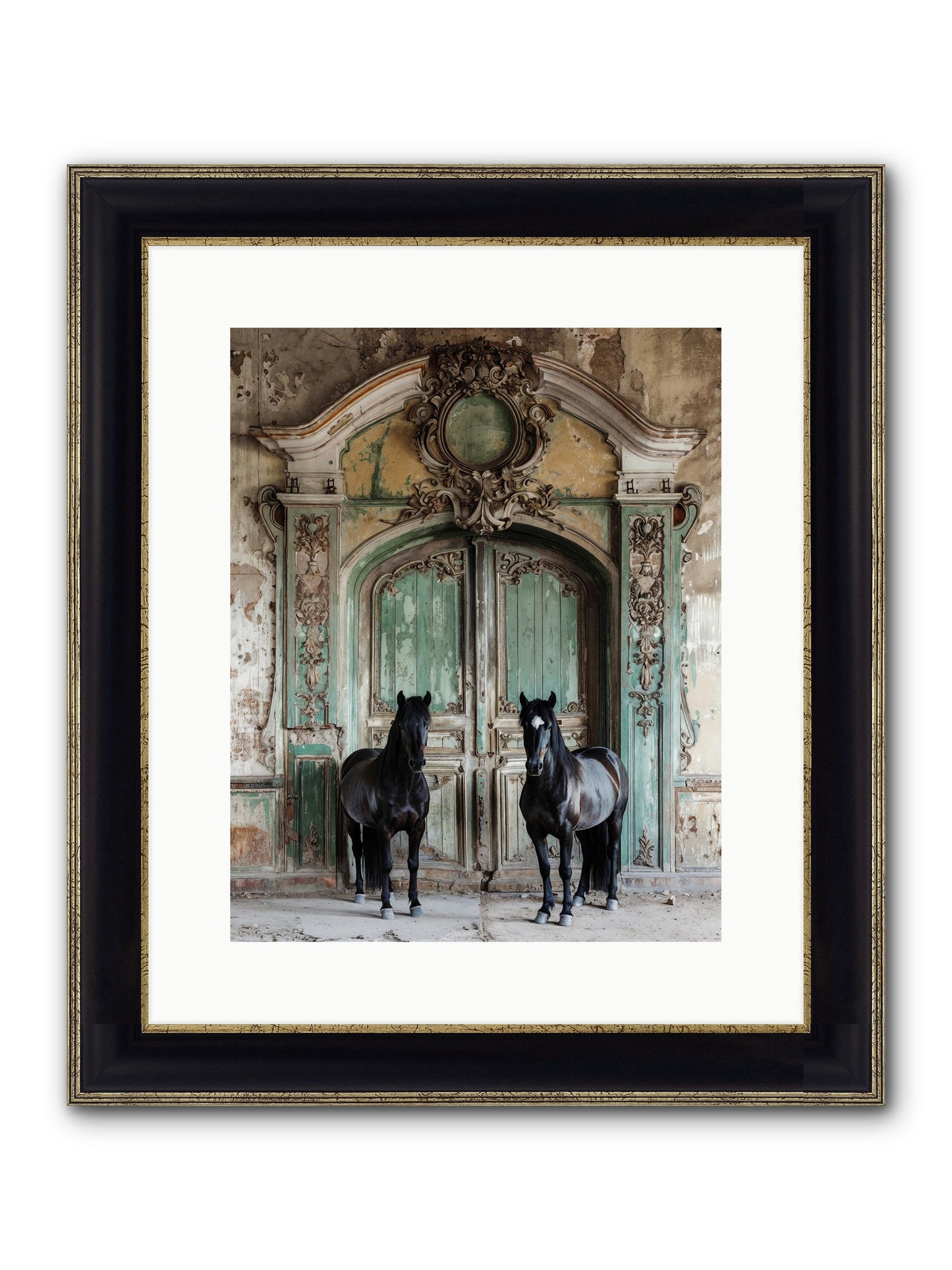 Portico To Midnight Equestria Framed Print - Black & Gold 12x15