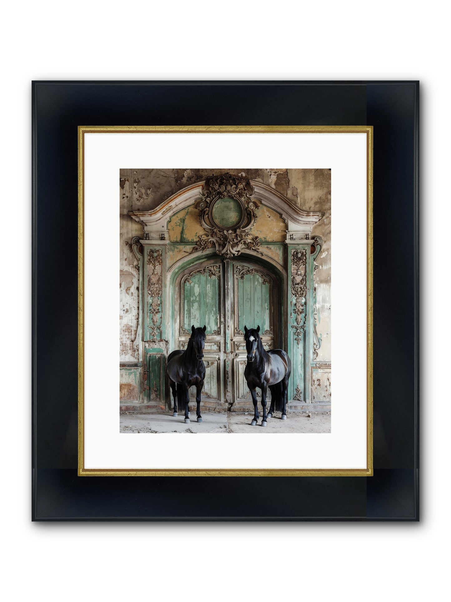 Portico To Midnight Equestria Framed Print - Wide Black w/Gold 12x15
