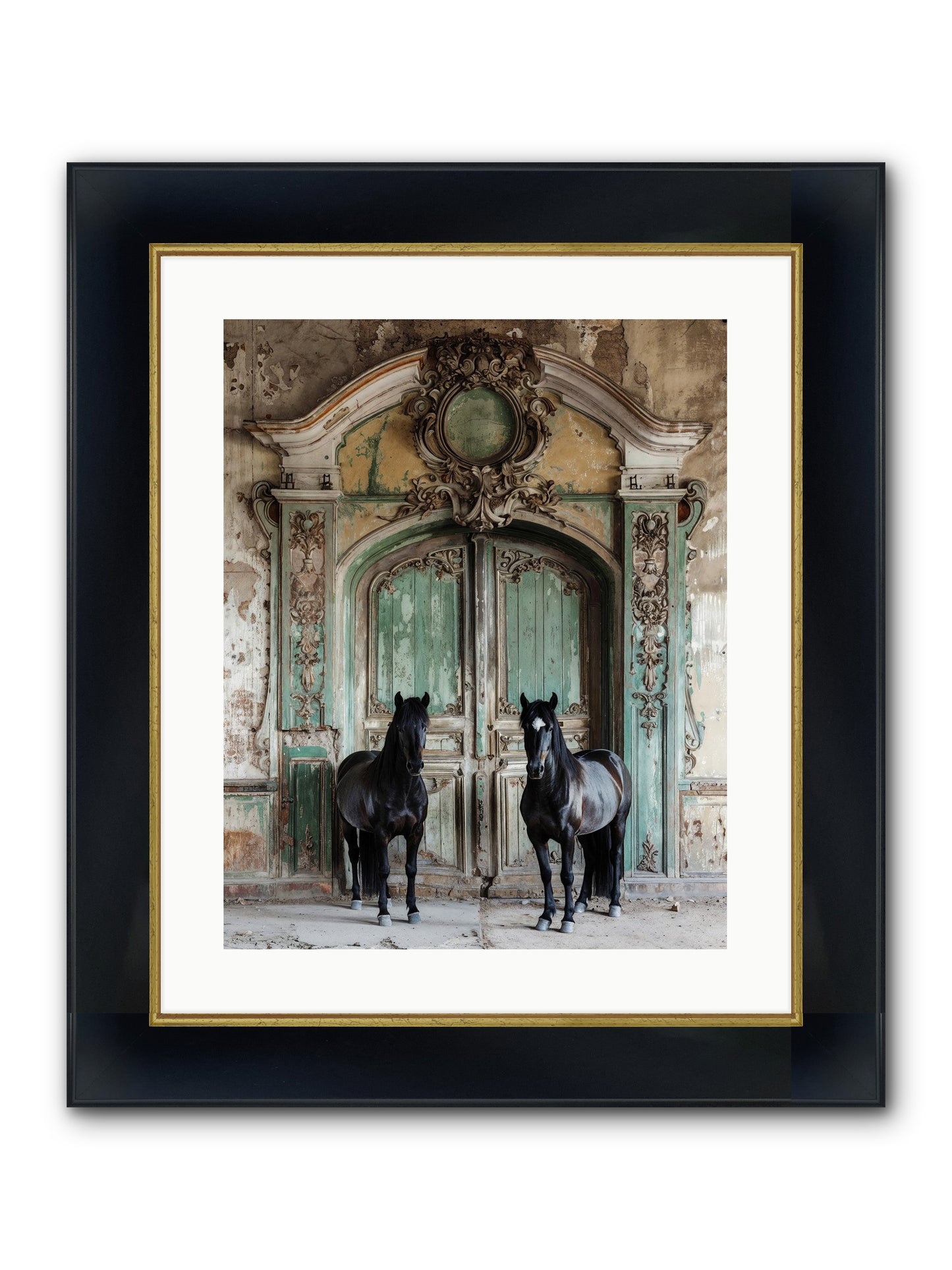 Portico To Midnight Equestria Framed Print - Wide Black w/Gold 16x20