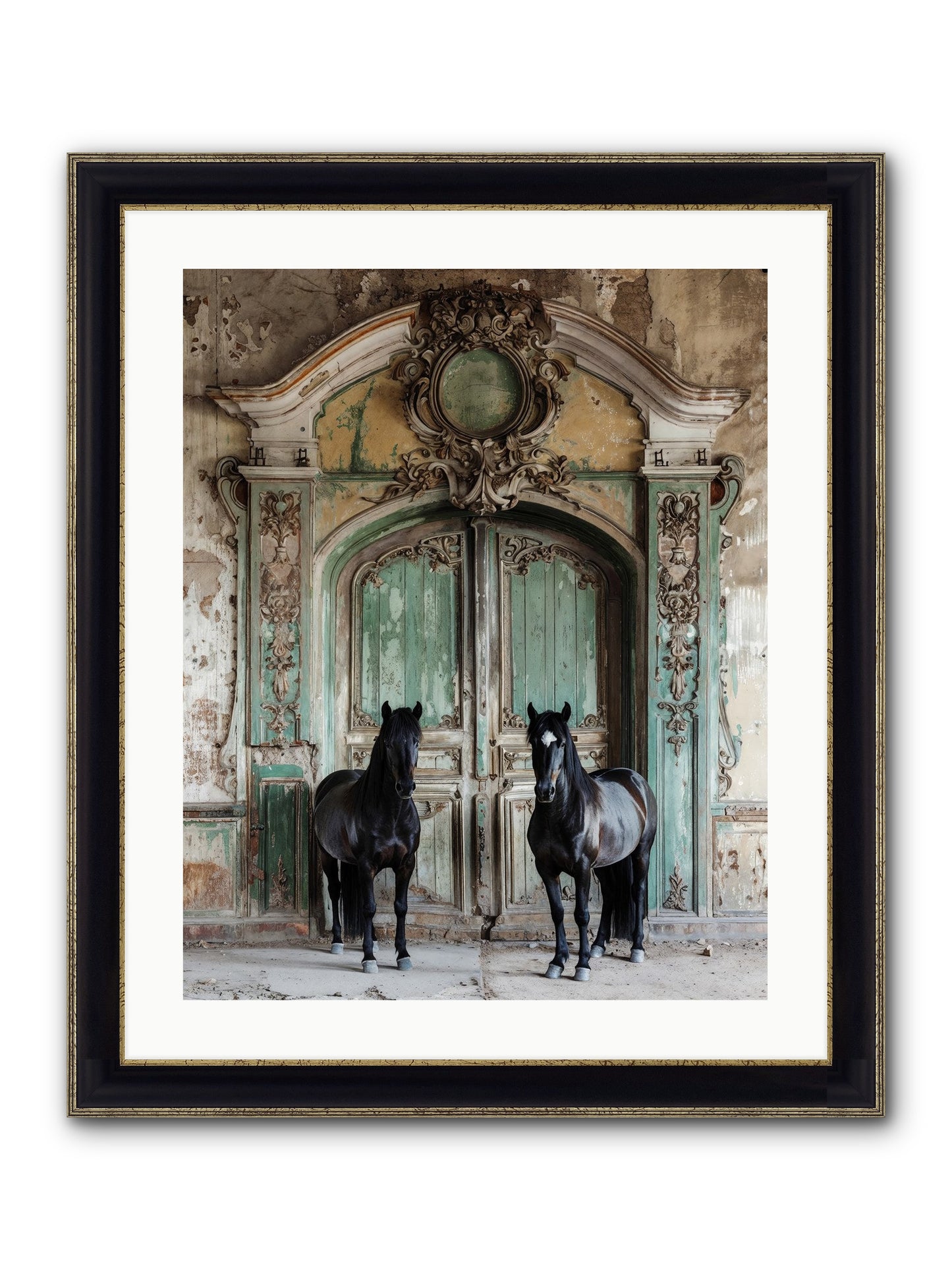 Portico To Midnight Equestria Framed Print - Black & Gold 20x25