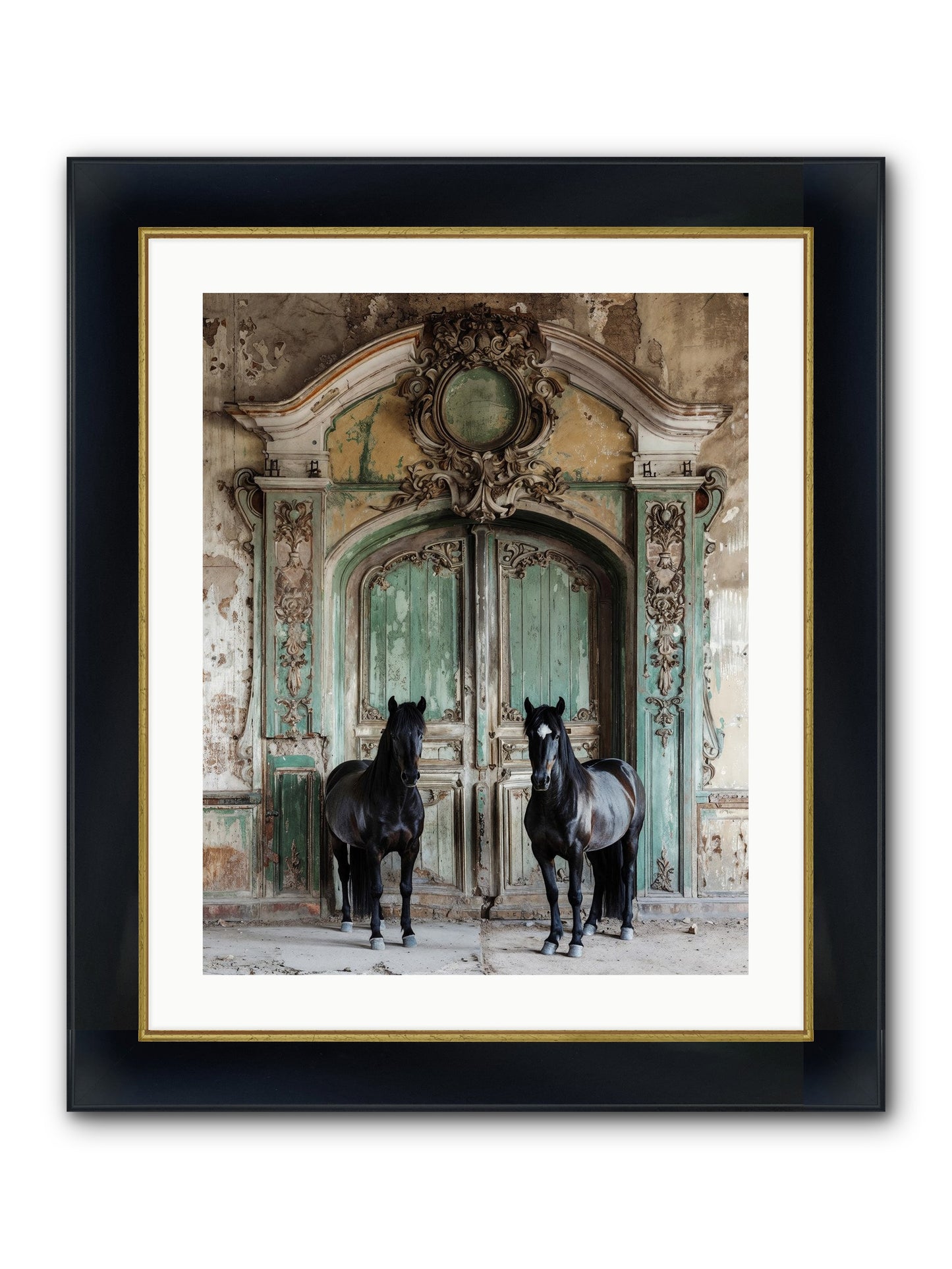 Portico To Midnight Equestria Framed Print - Wide Black w/Gold 20x25