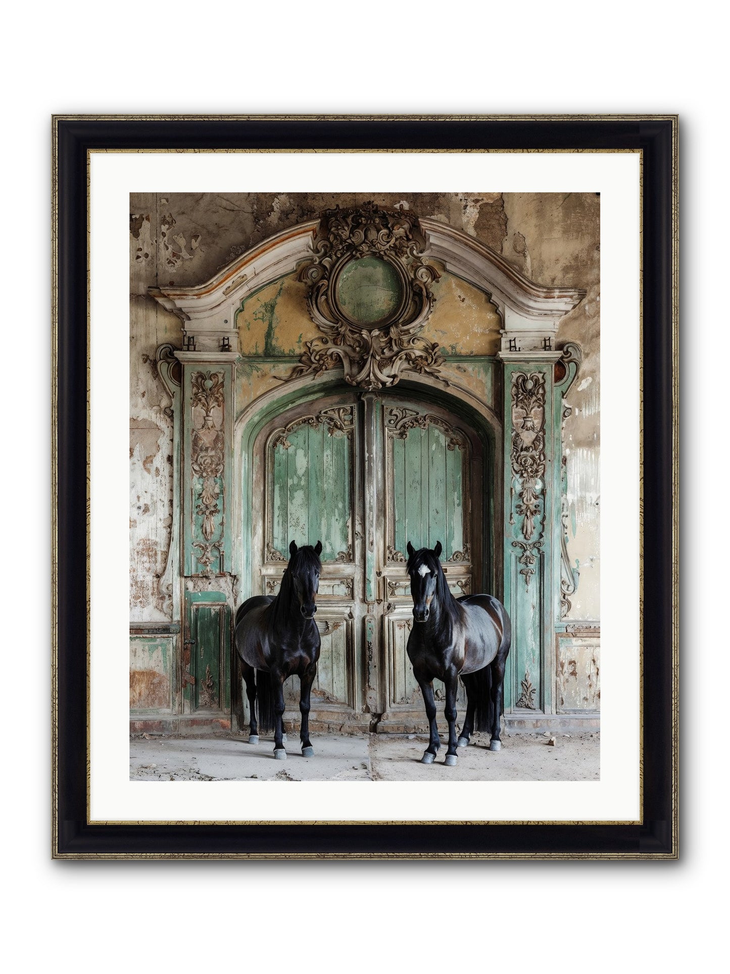 Portico To Midnight Equestria Framed Print - Black & Gold 24x30