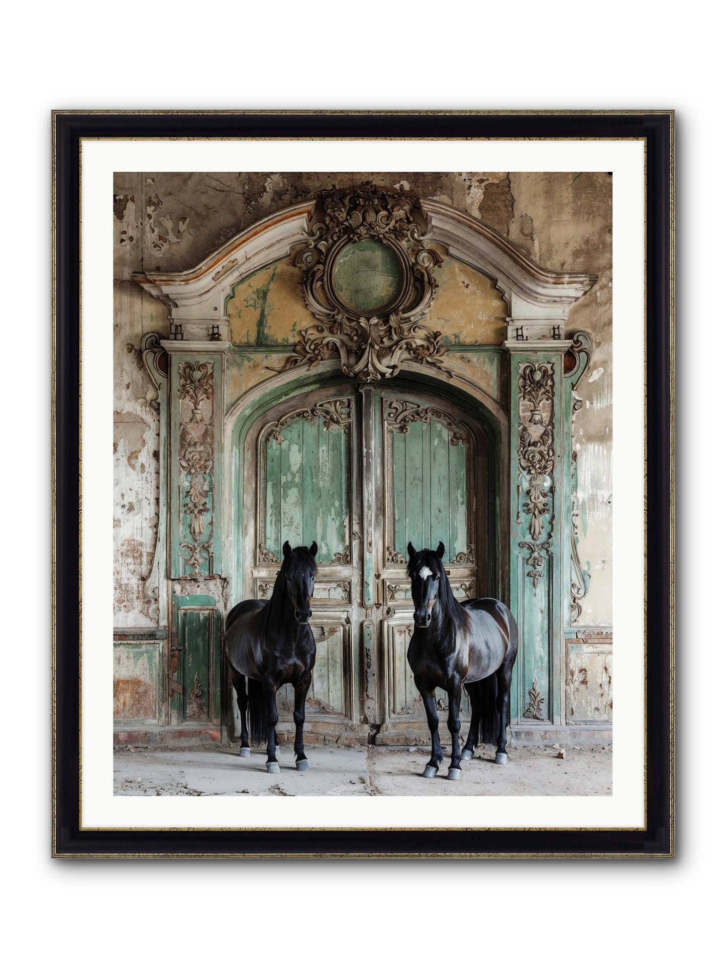 Portico To Midnight Equestria Framed Print - Black & Gold 32x40