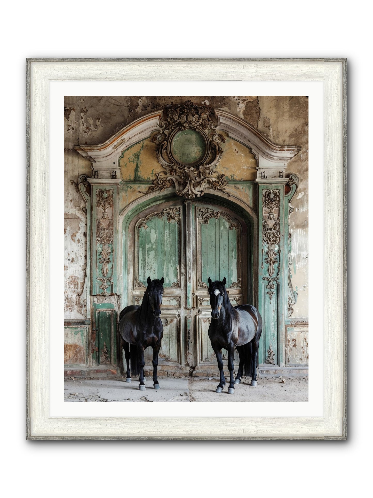 Portico To Midnight Equestria Framed Print - Driftwood White 32x40