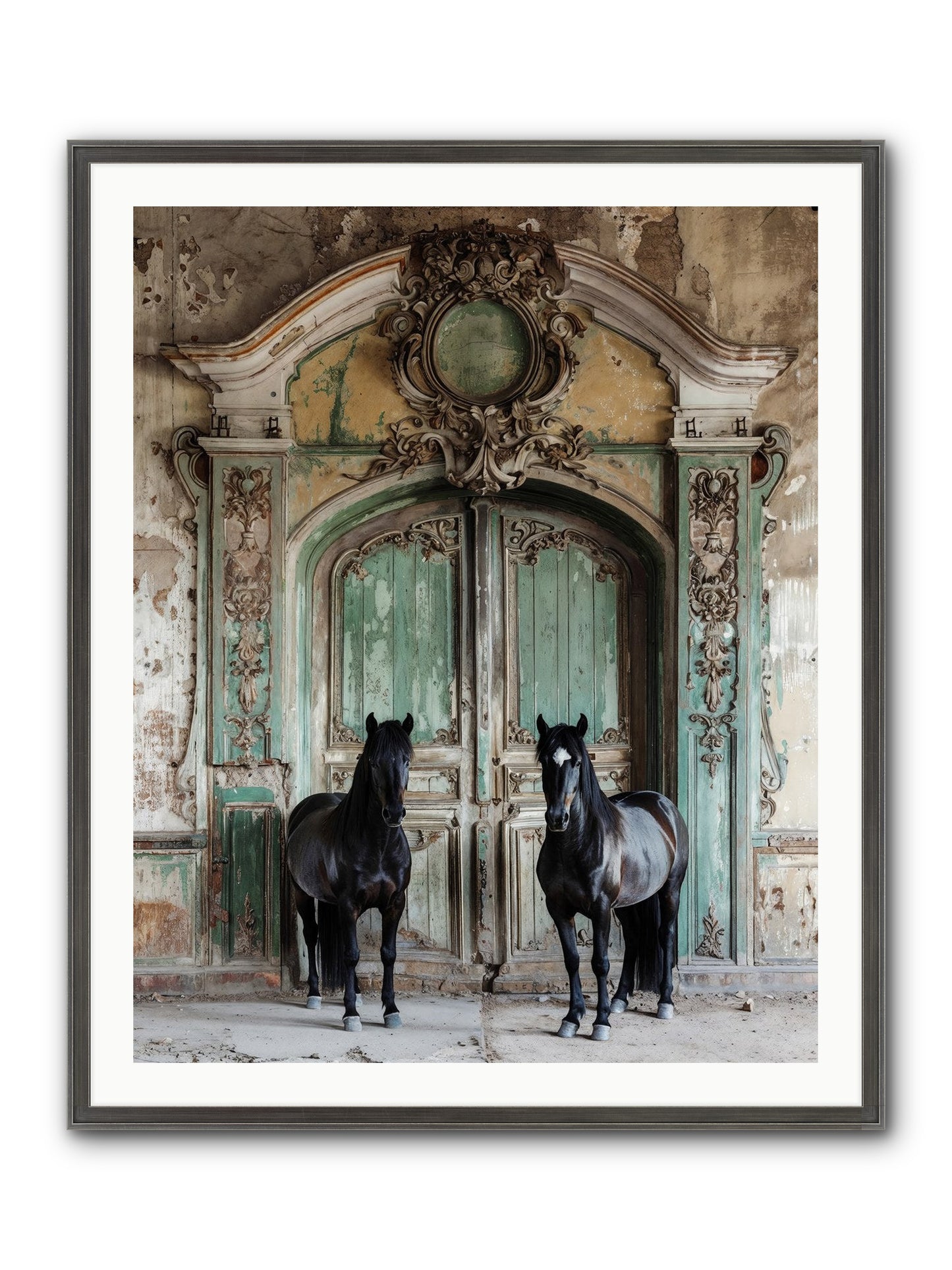Portico To Midnight Equestria Framed Print - Slimwoods Black/Silver 32x40