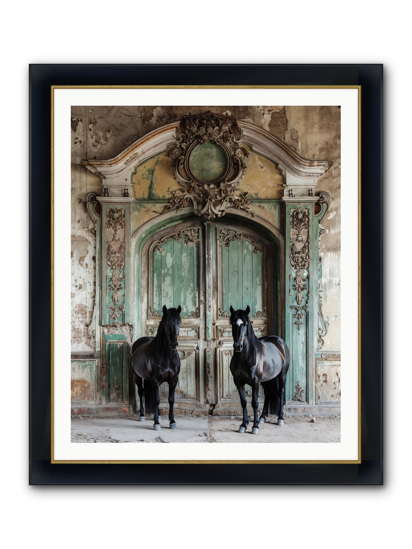 Portico To Midnight Equestria Framed Print - Wide Black w/Gold 32x40