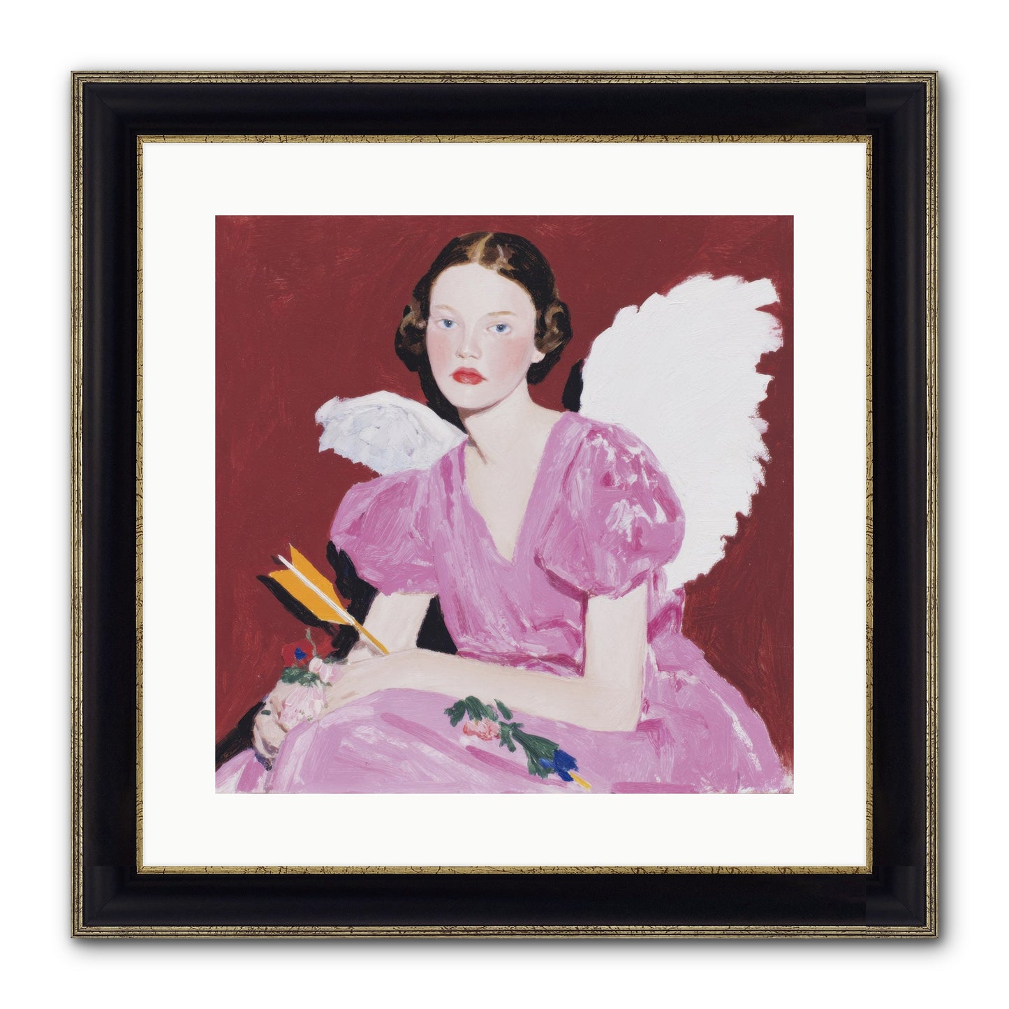 Portrait At The Threshold Of Always Framed Print - Black & Gold 16x16