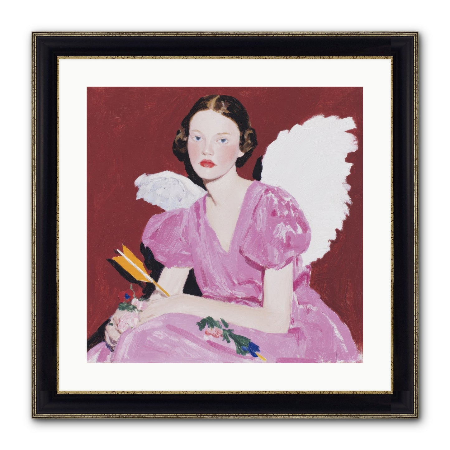 Portrait At The Threshold Of Always Framed Print - Black & Gold 20x20